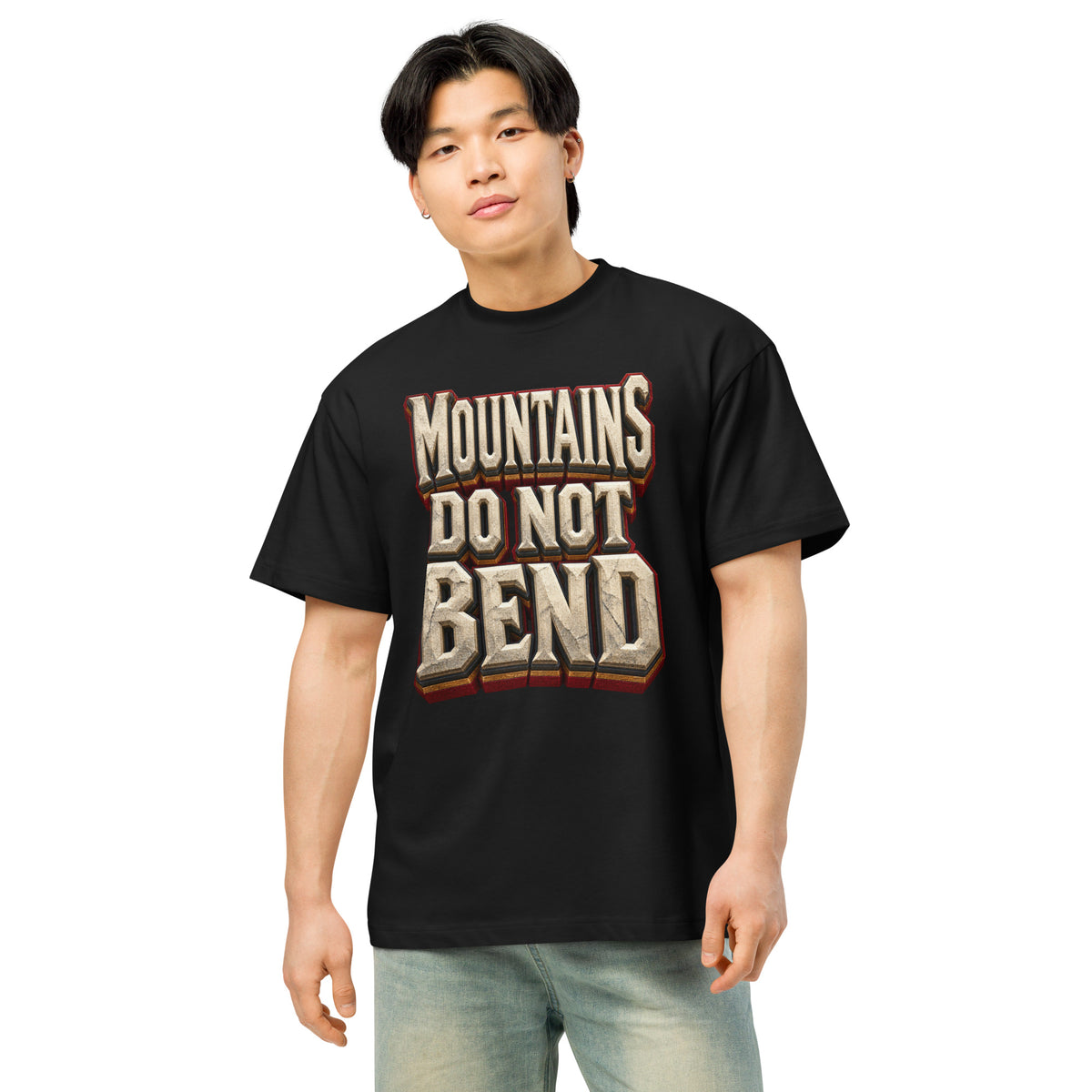Inspirational Quotes Lovers | Men's Box Tee — MOUNTAINS DO NOT BEND by printfluence