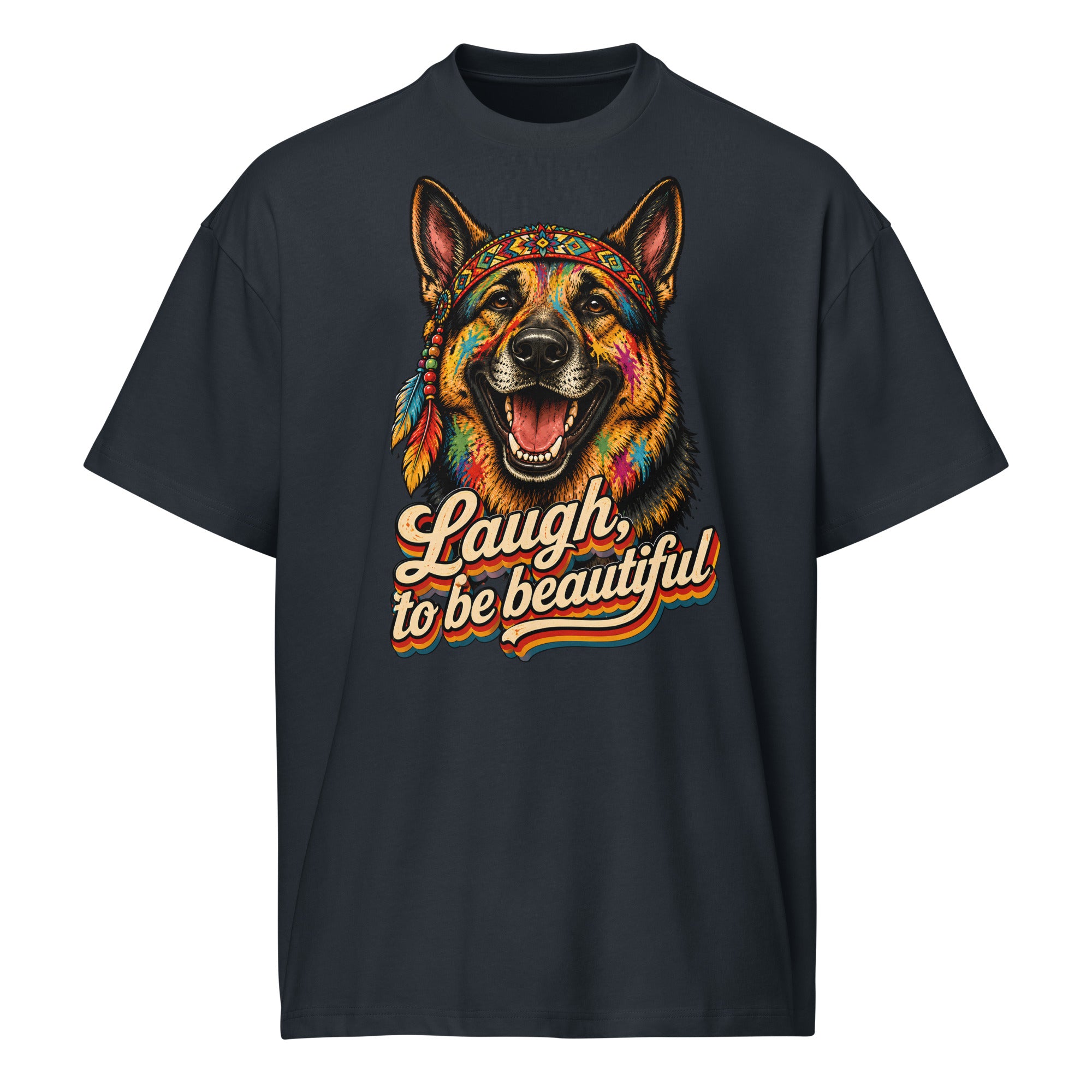 German Shepherd Lovers Men’s Box Tee | Boho Artistic Graphic Streetwear T-Shirt by printfluence.net