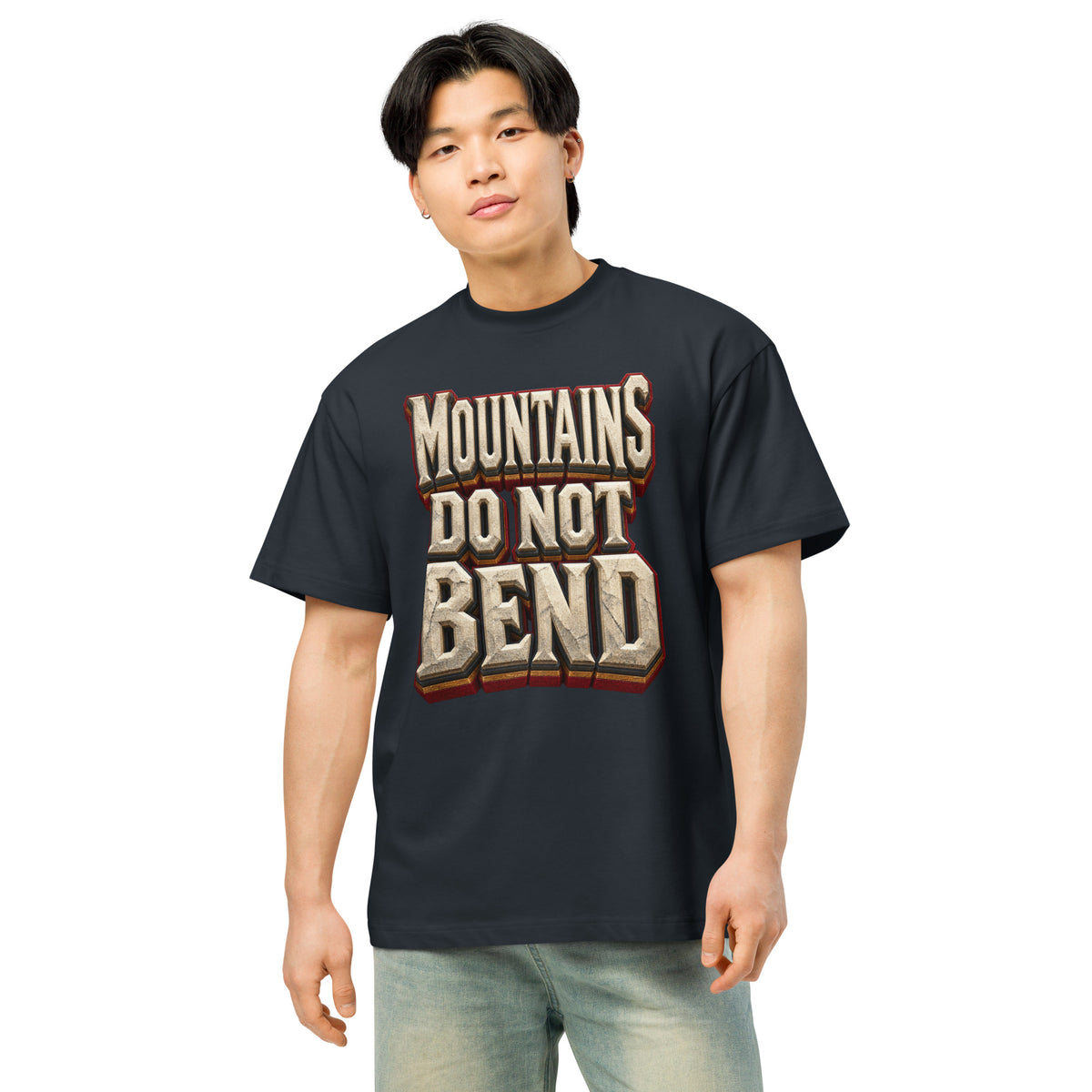 Inspirational Quotes Lovers | Men's Box Tee — MOUNTAINS DO NOT BEND by printfluence