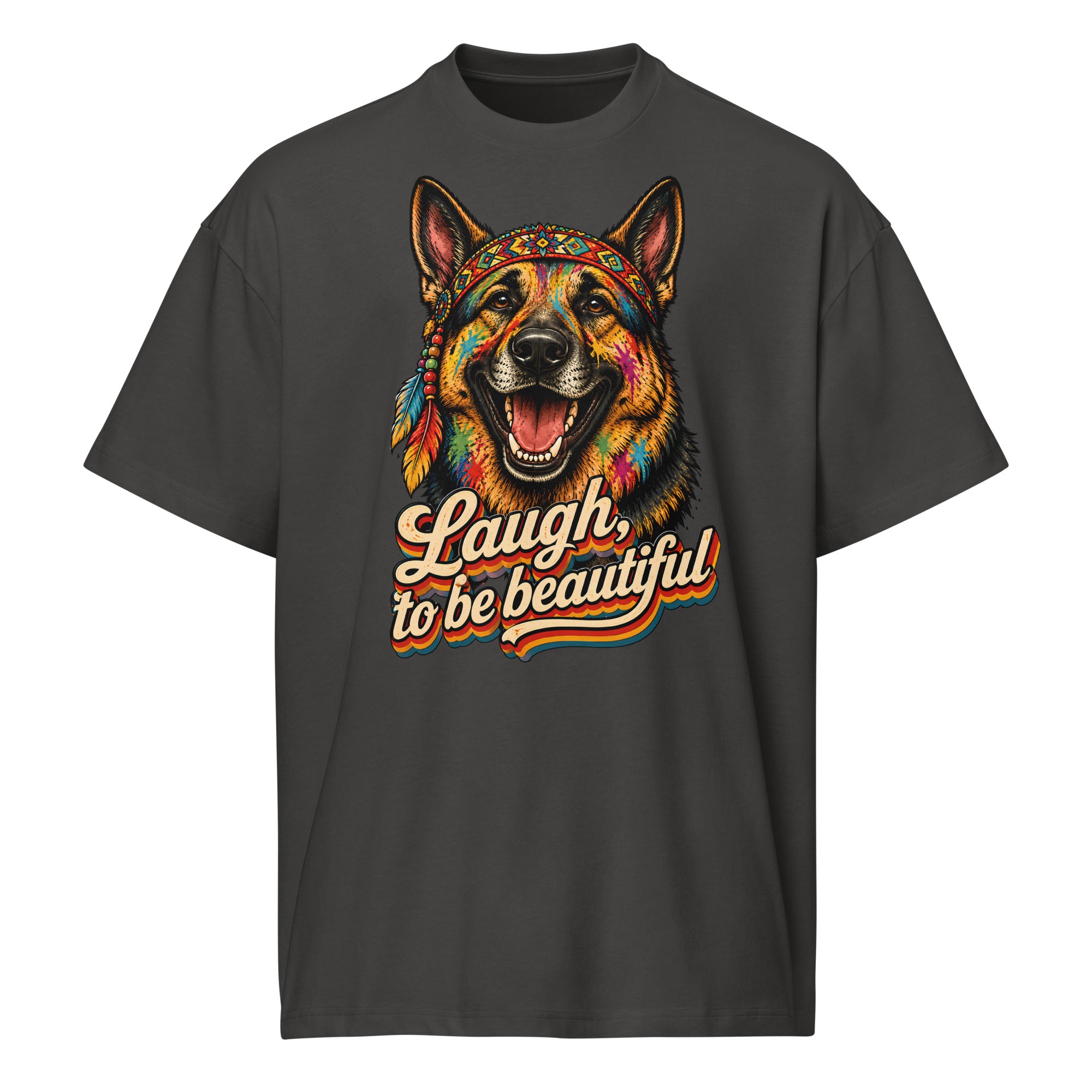 German Shepherd Lovers Men’s Box Tee | Boho Artistic Graphic Streetwear T-Shirt by printfluence.net