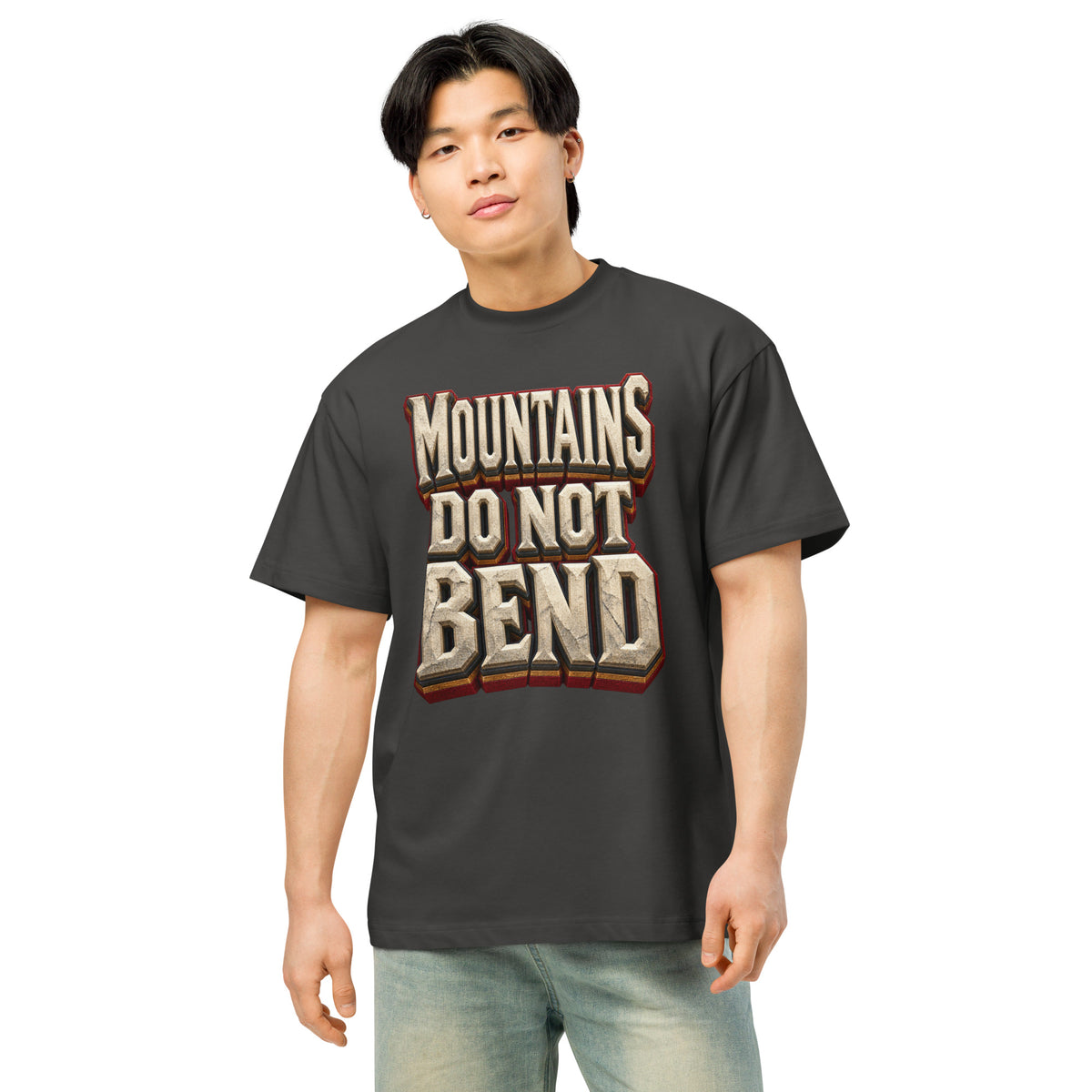 Inspirational Quotes Lovers | Men's Box Tee — MOUNTAINS DO NOT BEND by printfluence