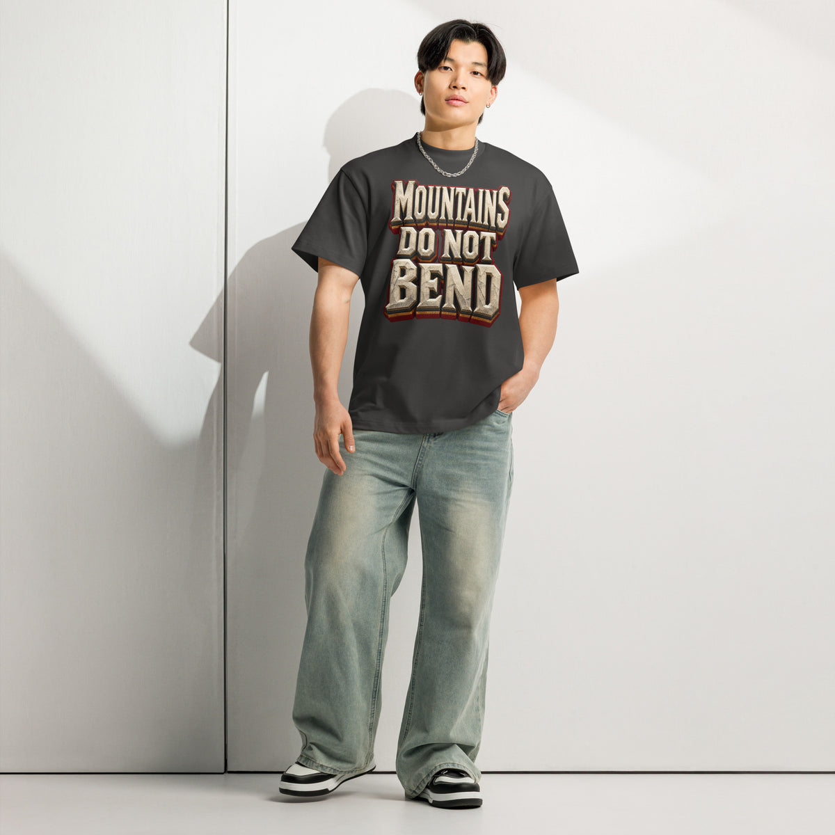 Inspirational Quotes Lovers | Men's Box Tee — MOUNTAINS DO NOT BEND by printfluence