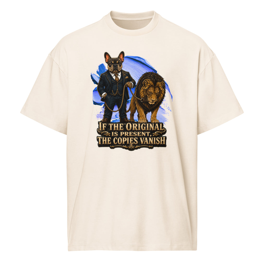 Original Boss Frenchie Men’s Box Tee - Funny French Bulldog Lion Owner Shirt T-4 by printfluence.net