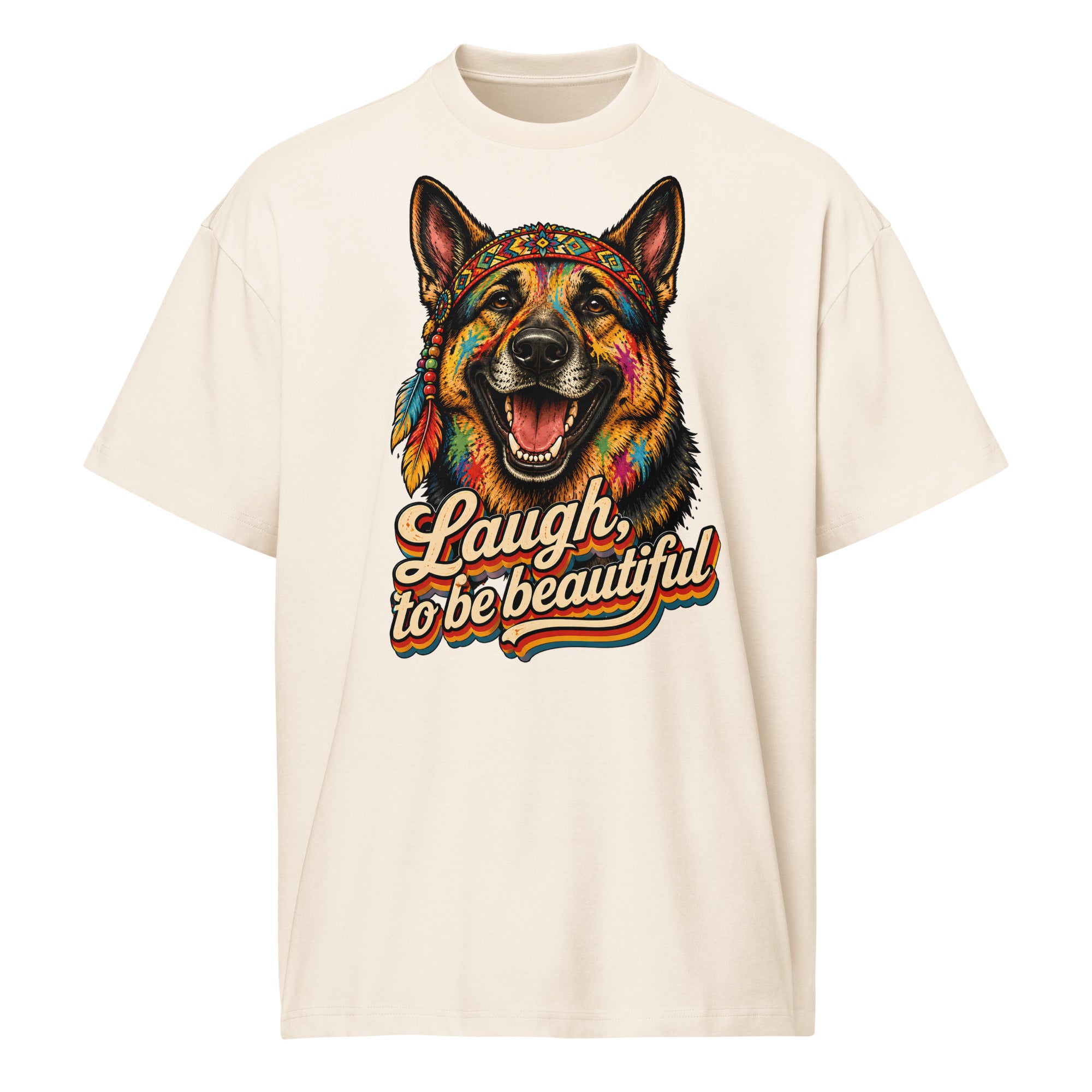 German Shepherd Lovers Men’s Box Tee | Boho Artistic Graphic Streetwear T-Shirt by printfluence.net