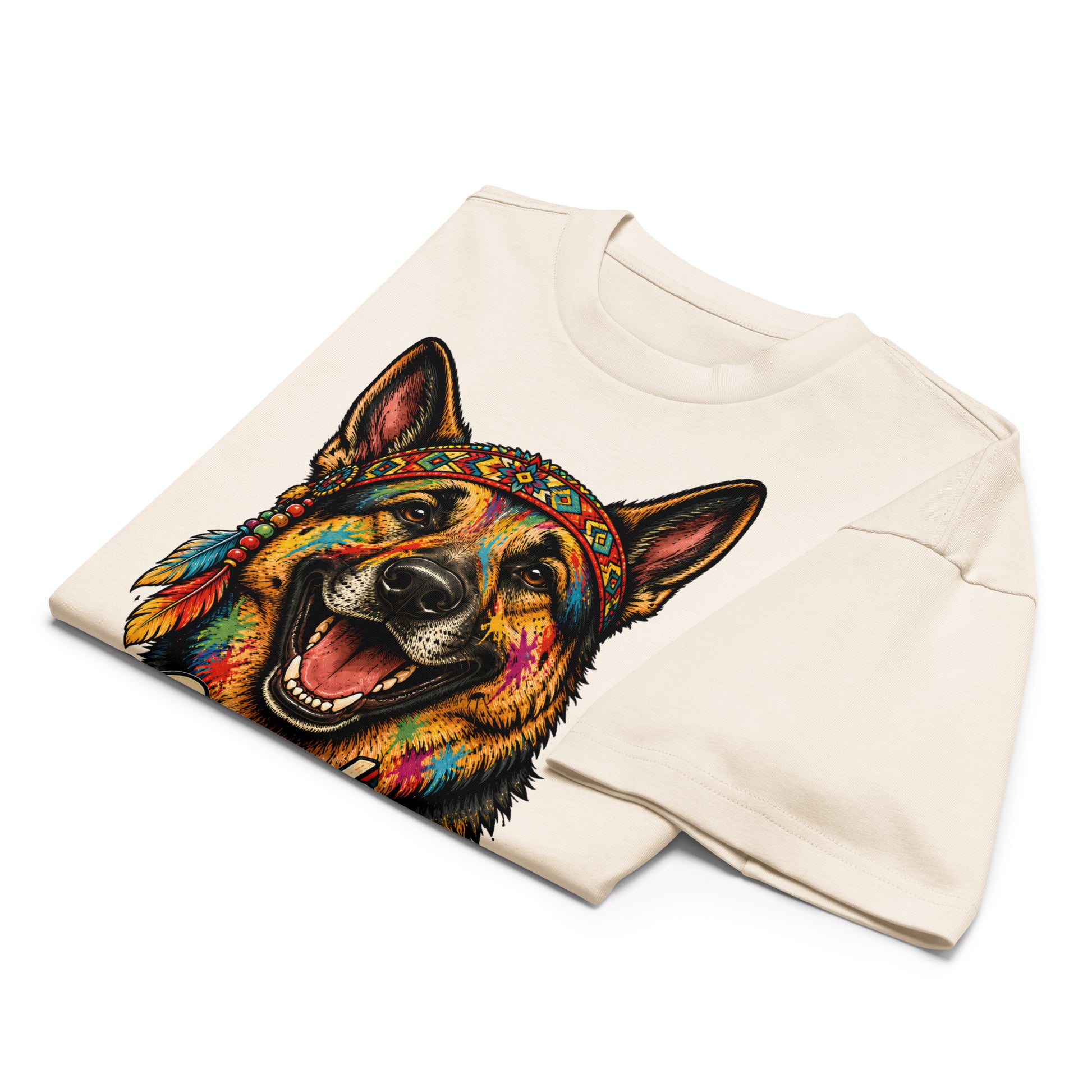 German Shepherd Lovers Men’s Box Tee | Boho Artistic Graphic Streetwear T-Shirt by printfluence.net