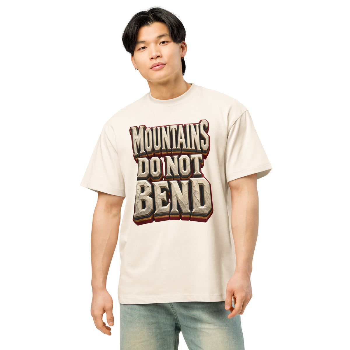 Inspirational Quotes Lovers | Men's Box Tee — MOUNTAINS DO NOT BEND by printfluence