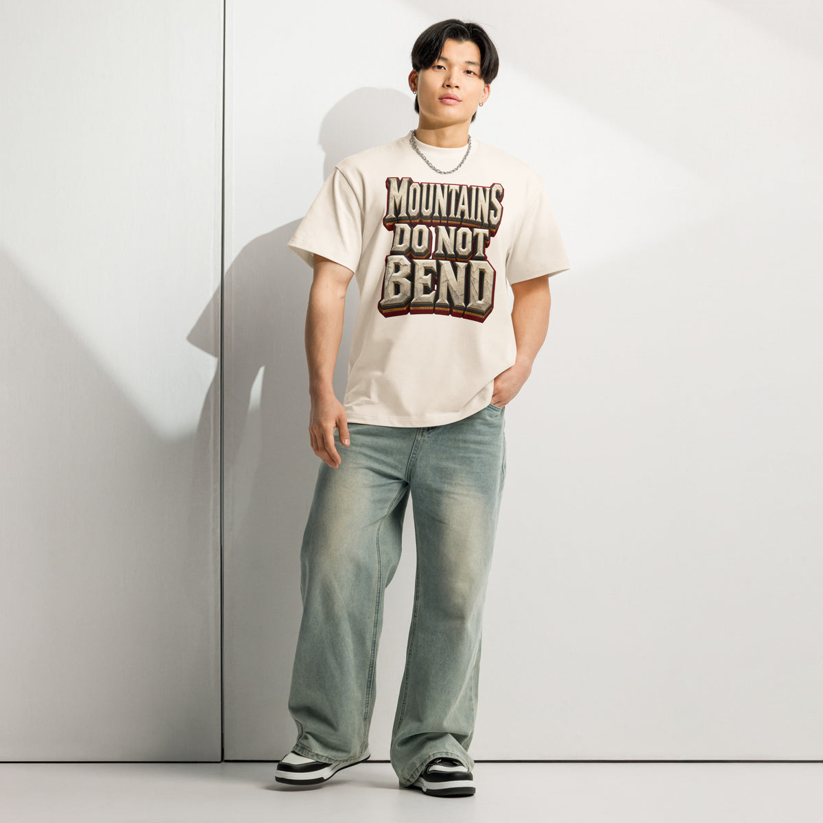 Inspirational Quotes Lovers | Men's Box Tee — MOUNTAINS DO NOT BEND by printfluence