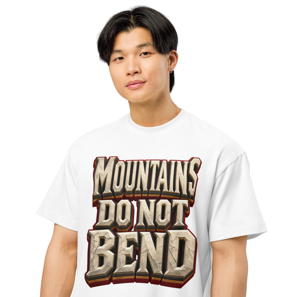 Inspirational Quotes Lovers | Men's Box Tee — MOUNTAINS DO NOT BEND by printfluence
