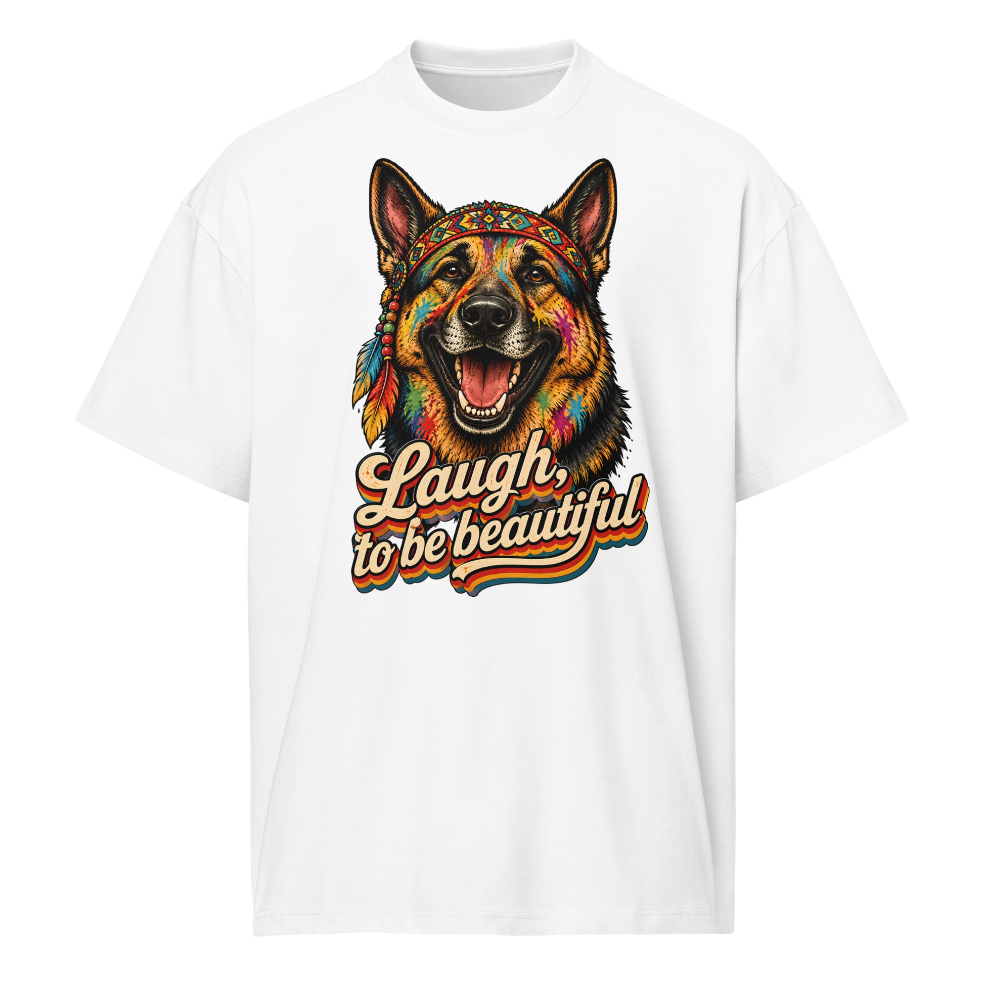 German Shepherd Lovers Men’s Box Tee | Boho Artistic Graphic Streetwear T-Shirt by printfluence.net