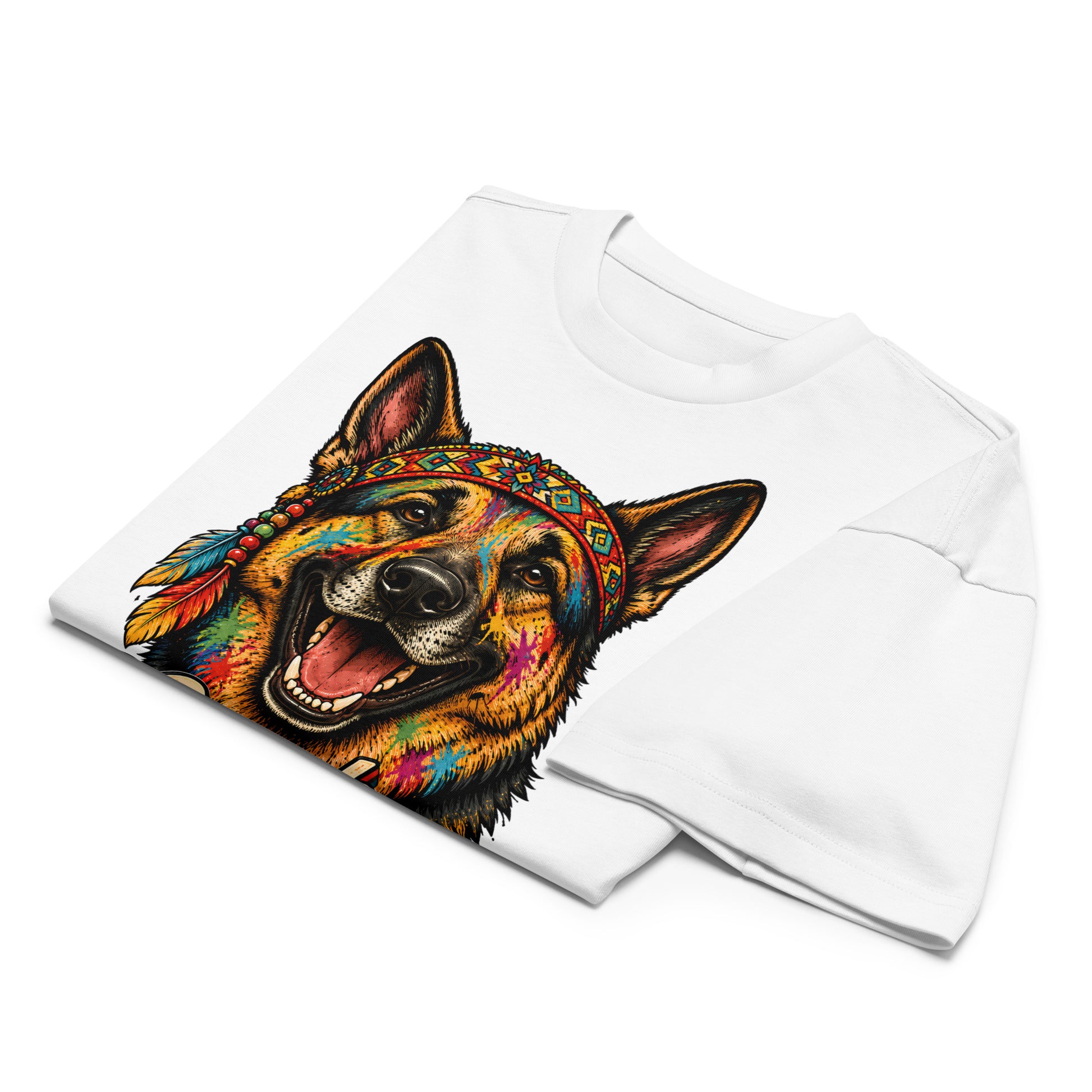 German Shepherd Lovers Men’s Box Tee | Boho Artistic Graphic Streetwear T-Shirt by printfluence.net