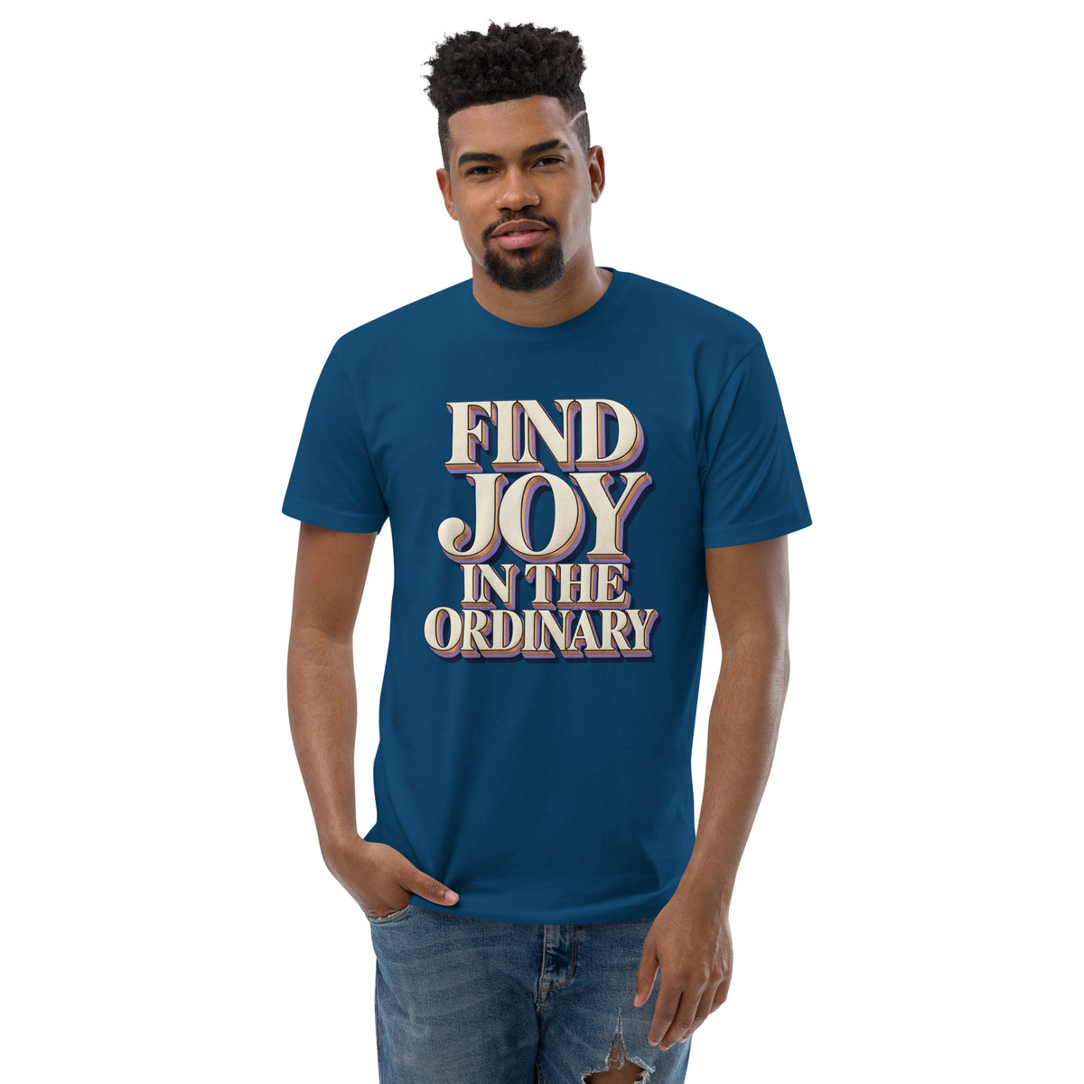 Inspirational Quotes Lovers | Men's Fitted T-Shirt — FIND JOY IN THE ORDINARY by printfluence
