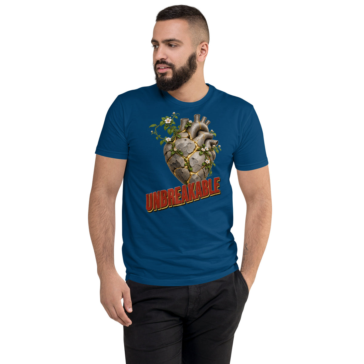 Inspirational Quotes Lovers | Men's Fitted T-Shirt — UNBREAKABLE by printfluence