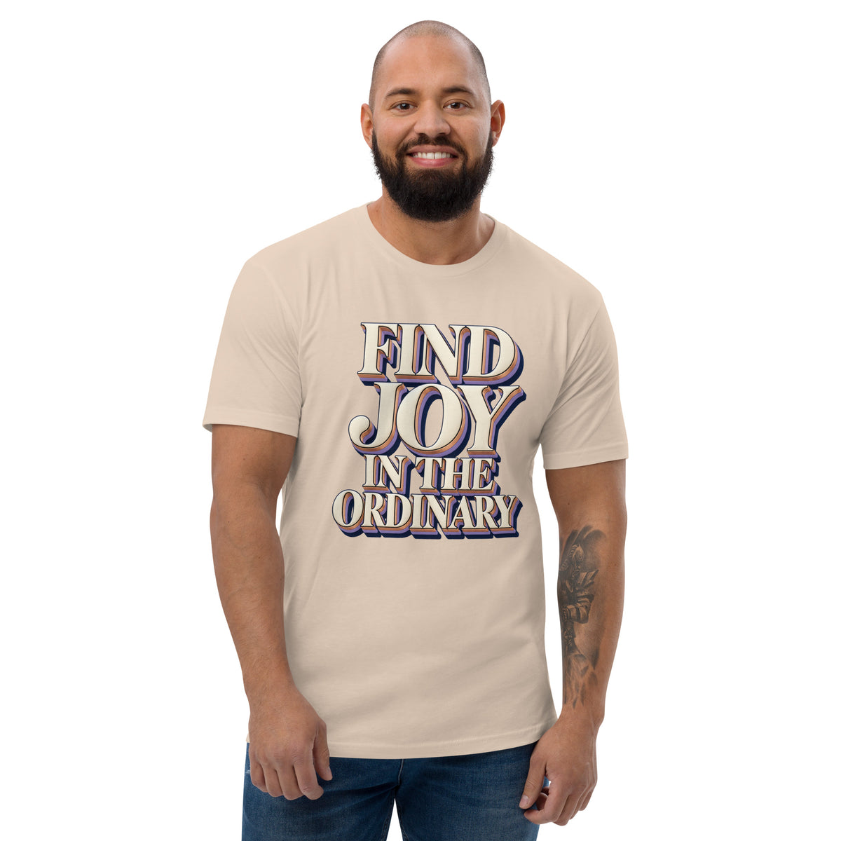 Inspirational Quotes Lovers | Men's Fitted T-Shirt — FIND JOY IN THE ORDINARY by printfluence
