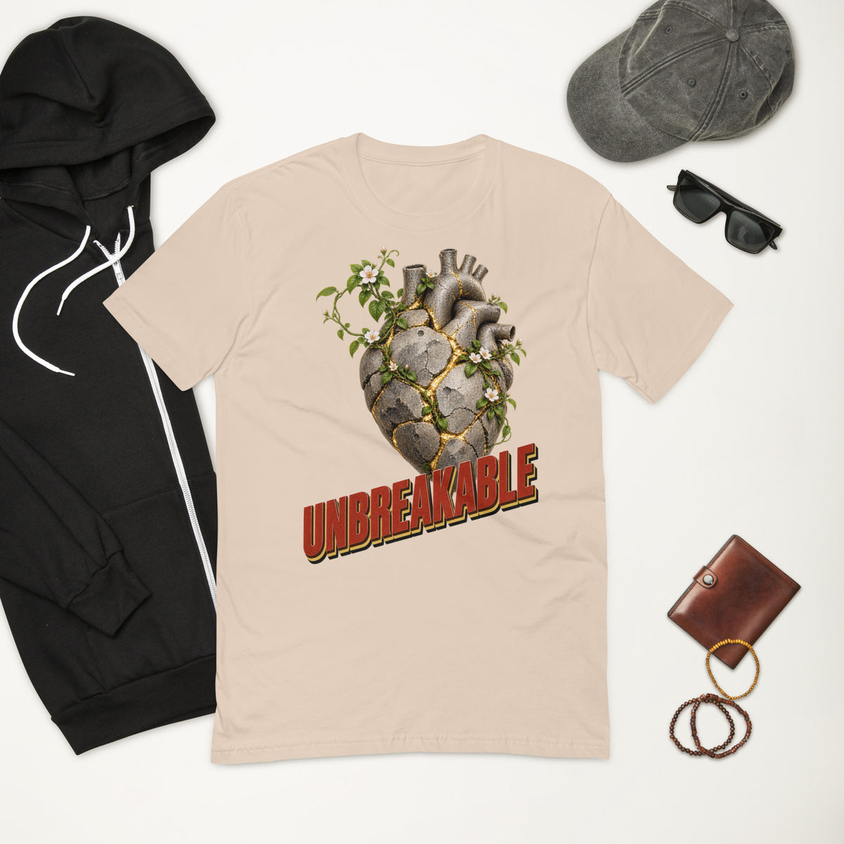 Inspirational Quotes Lovers | Men's Fitted T-Shirt — UNBREAKABLE by printfluence