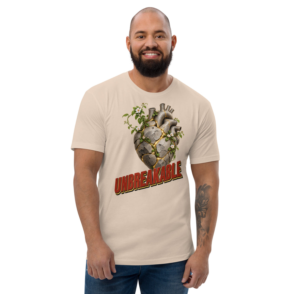 Inspirational Quotes Lovers | Men's Fitted T-Shirt — UNBREAKABLE by printfluence