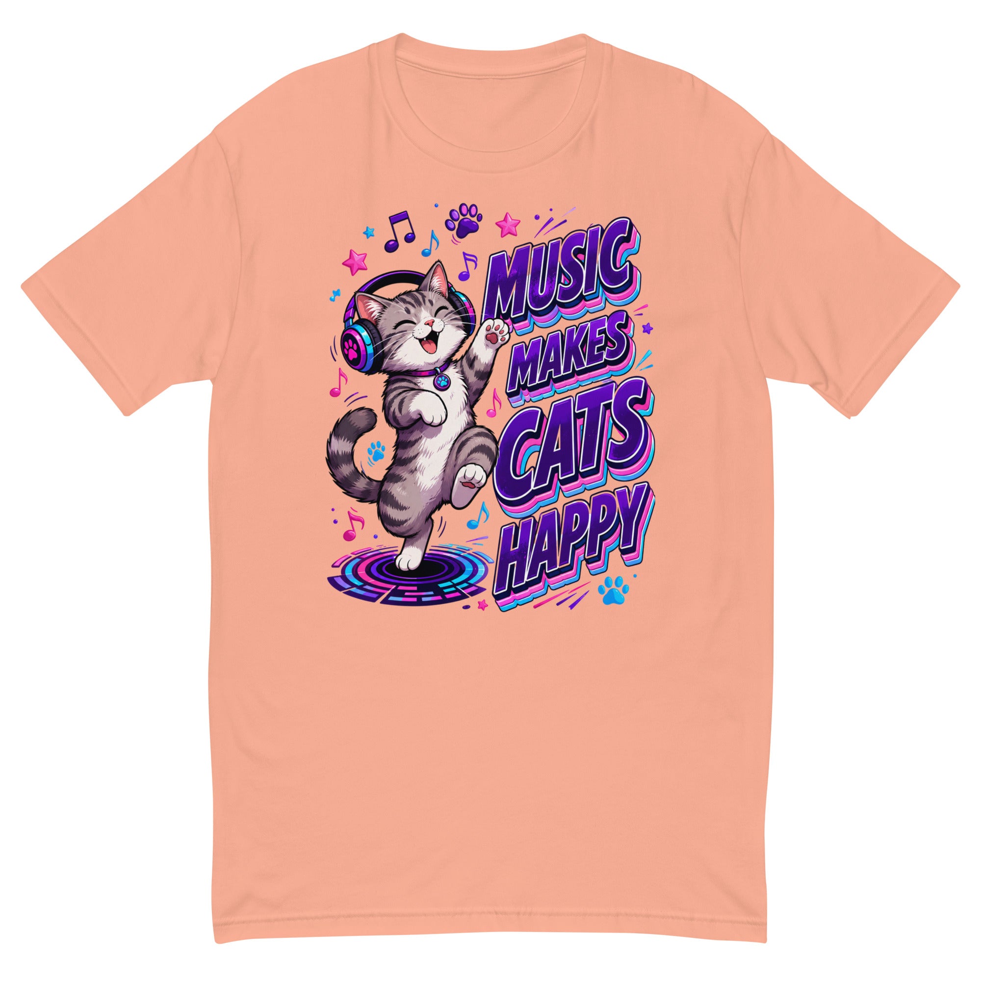 Elite Music Makes Cats Happy - Premium Luxury T-Shirt for Cat Lovers by printfluence.net