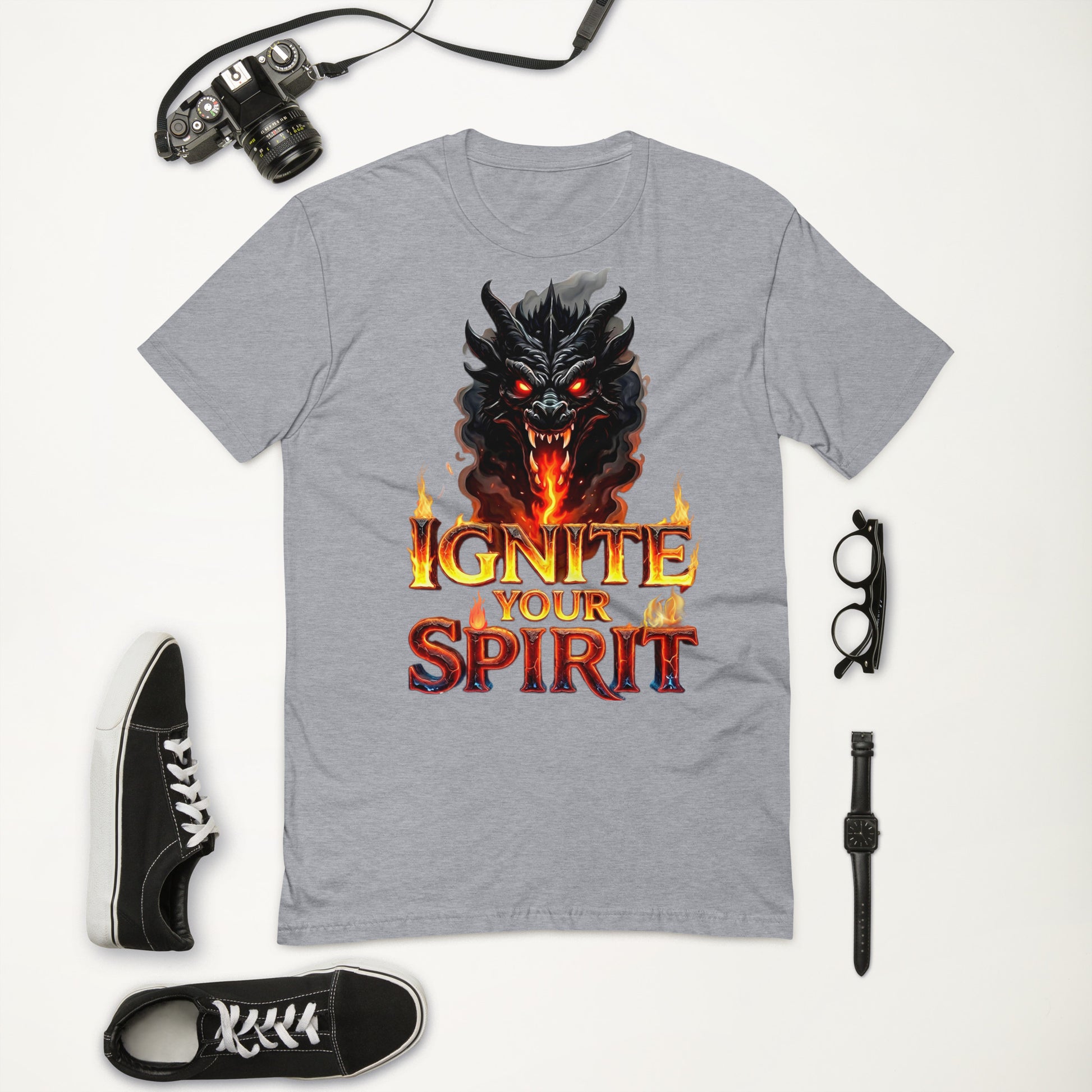 Short Sleeve T-shirt - Ignite Elite Dragon Spirit T-Shirt – Opulent Visionary Fire by printfluence.net