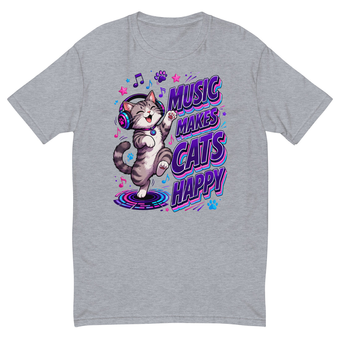 Elite Music Makes Cats Happy - Premium Luxury T-Shirt for Cat Lovers by printfluence.net