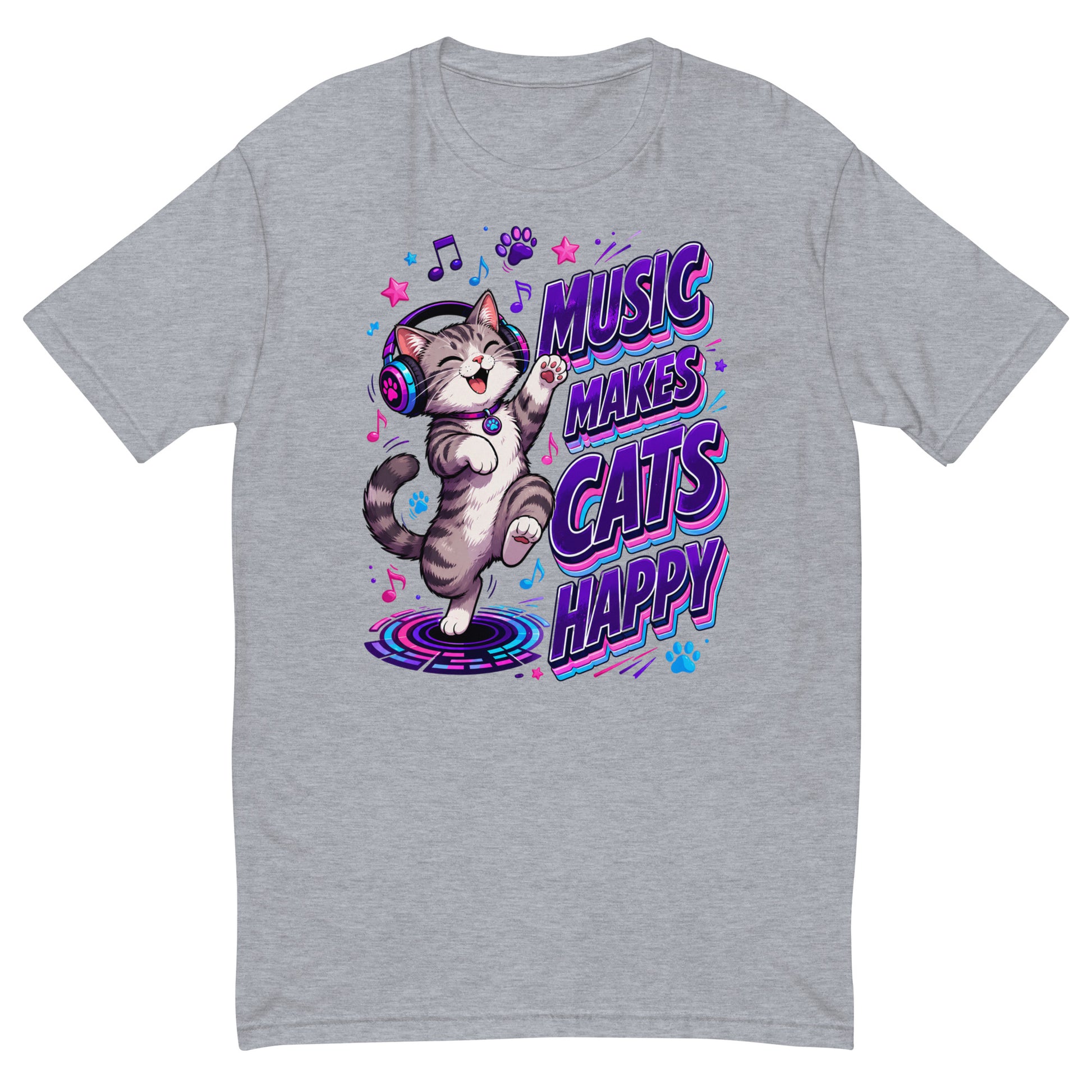 Elite Music Makes Cats Happy - Premium Luxury T-Shirt for Cat Lovers by printfluence.net