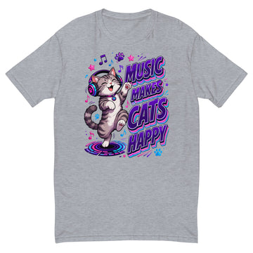 Elite Music Makes Cats Happy - Premium Luxury T-Shirt for Cat Lovers by printfluence.net