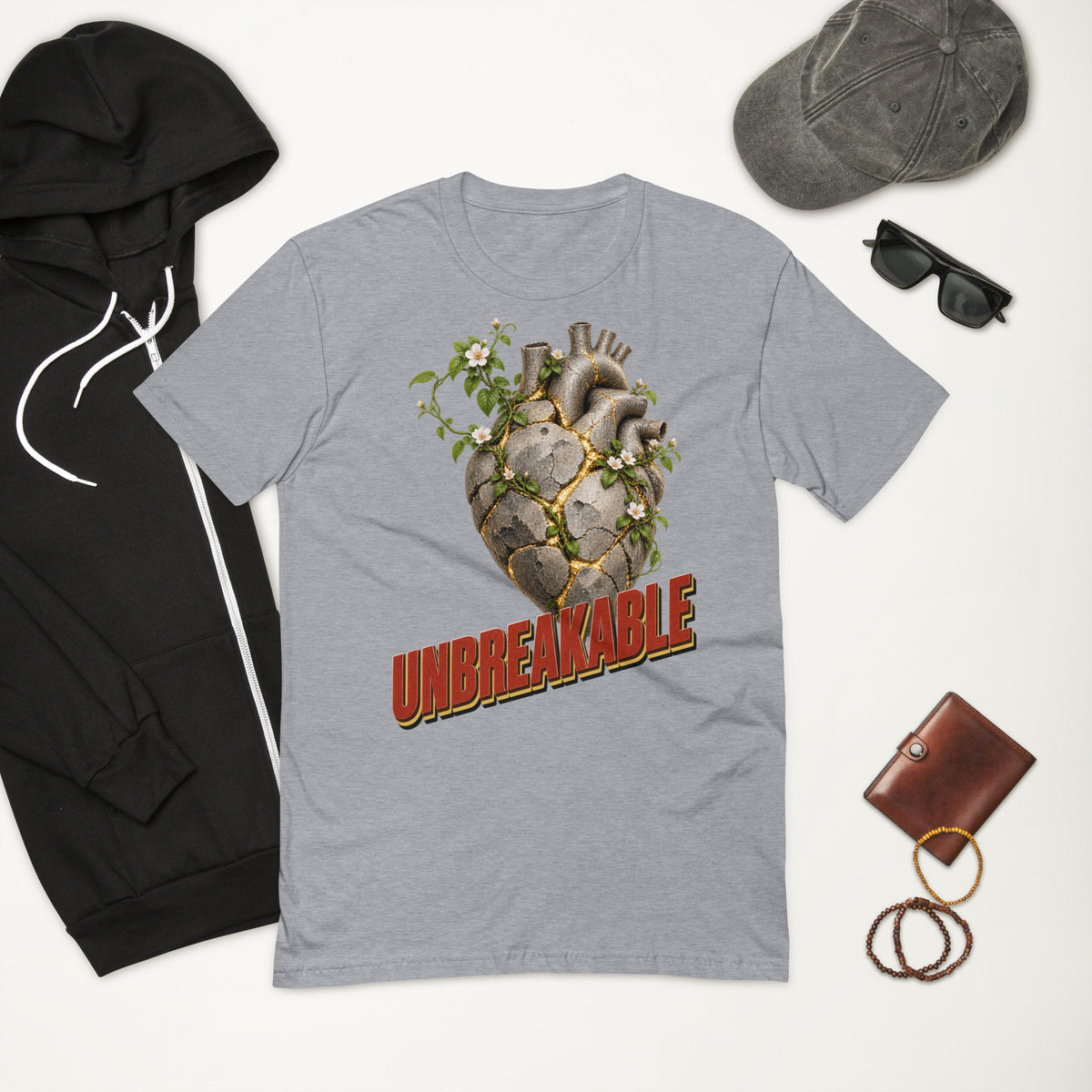Inspirational Quotes Lovers | Men's Fitted T-Shirt — UNBREAKABLE by printfluence