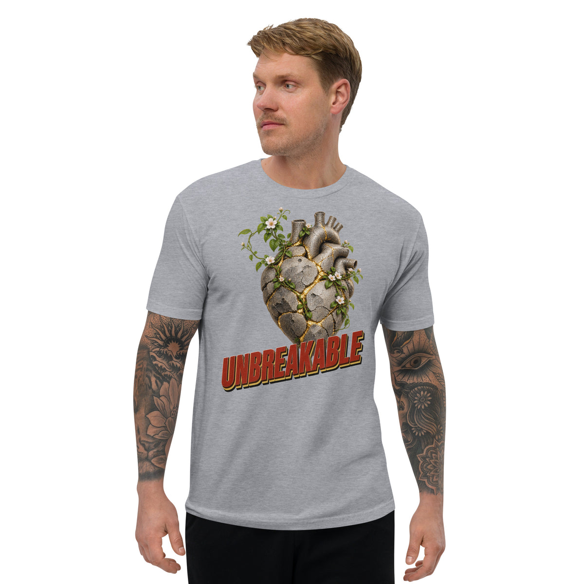 Inspirational Quotes Lovers | Men's Fitted T-Shirt — UNBREAKABLE by printfluence