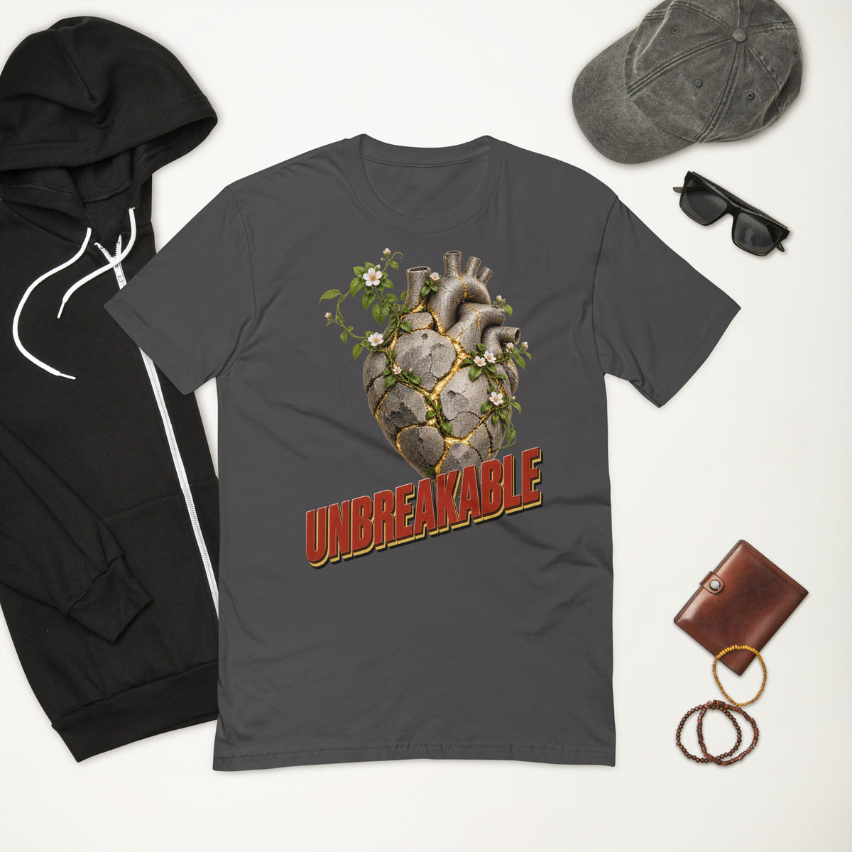 Inspirational Quotes Lovers | Men's Fitted T-Shirt — UNBREAKABLE by printfluence