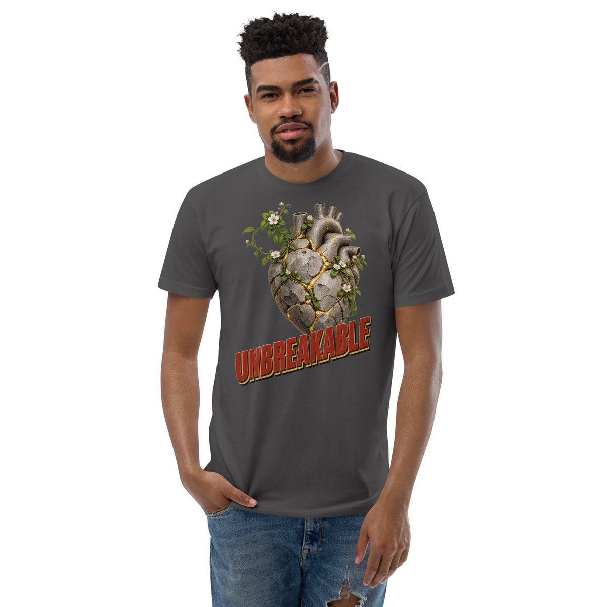 Inspirational Quotes Lovers | Men's Fitted T-Shirt — UNBREAKABLE by printfluence