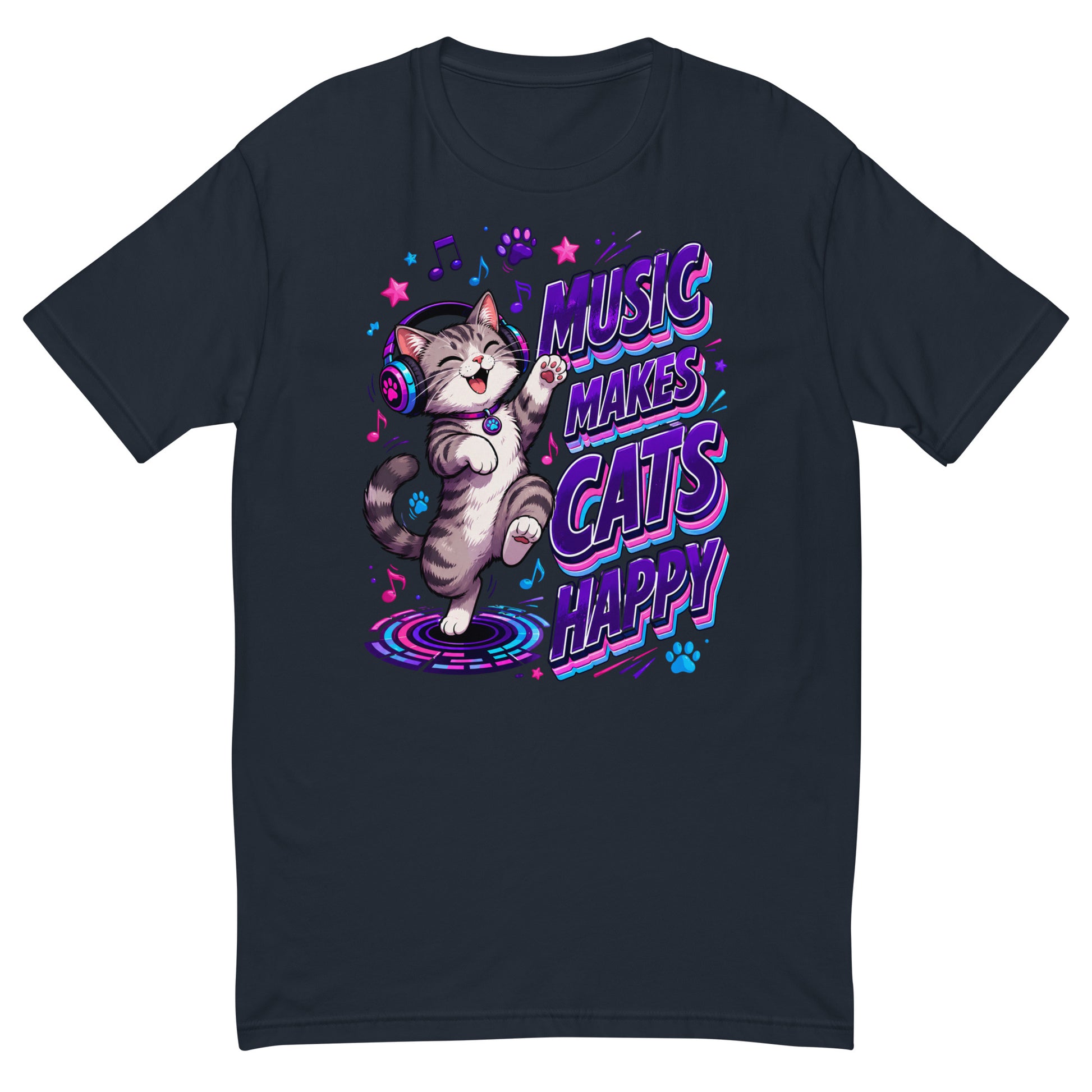 Elite Music Makes Cats Happy - Premium Luxury T-Shirt for Cat Lovers by printfluence.net