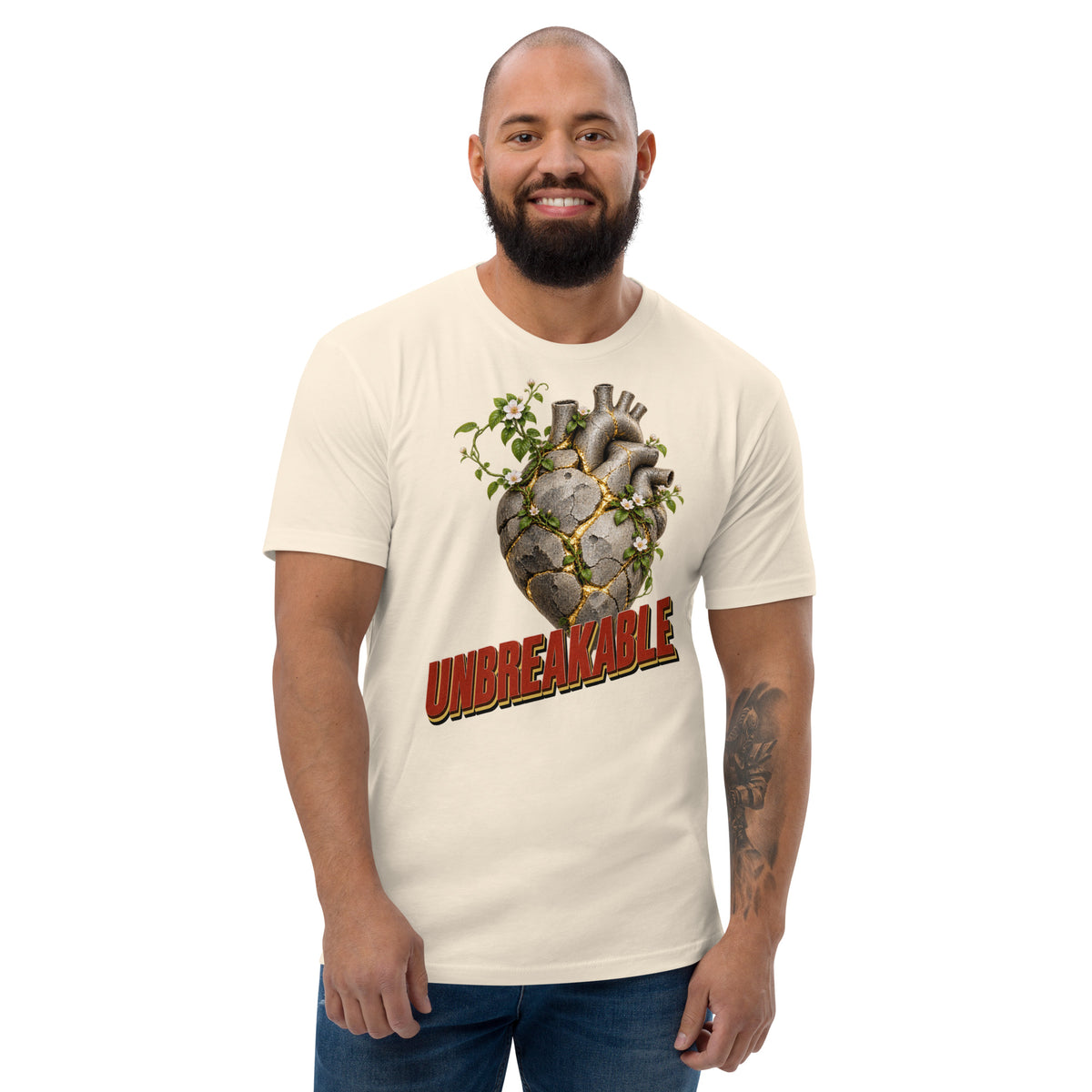 Inspirational Quotes Lovers | Men's Fitted T-Shirt — UNBREAKABLE by printfluence