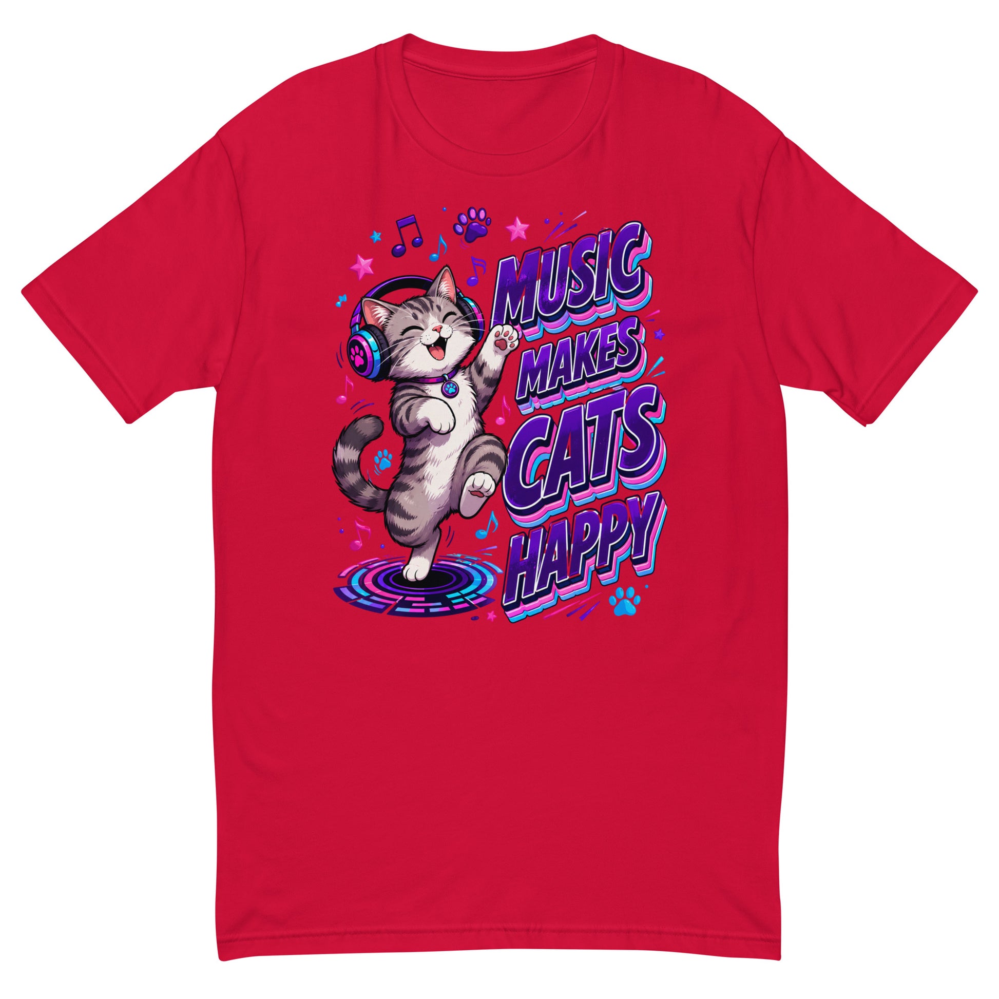 Elite Music Makes Cats Happy - Premium Luxury T-Shirt for Cat Lovers by printfluence.net