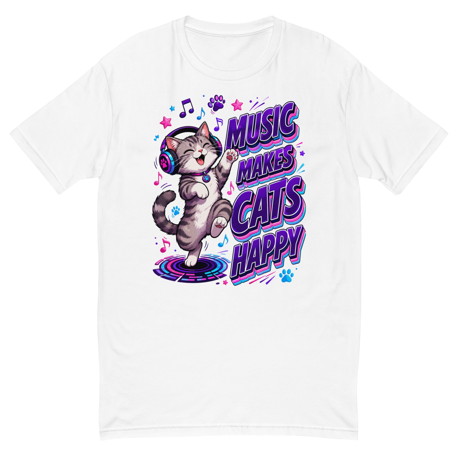 Elite Music Makes Cats Happy - Premium Luxury T-Shirt for Cat Lovers by printfluence.net