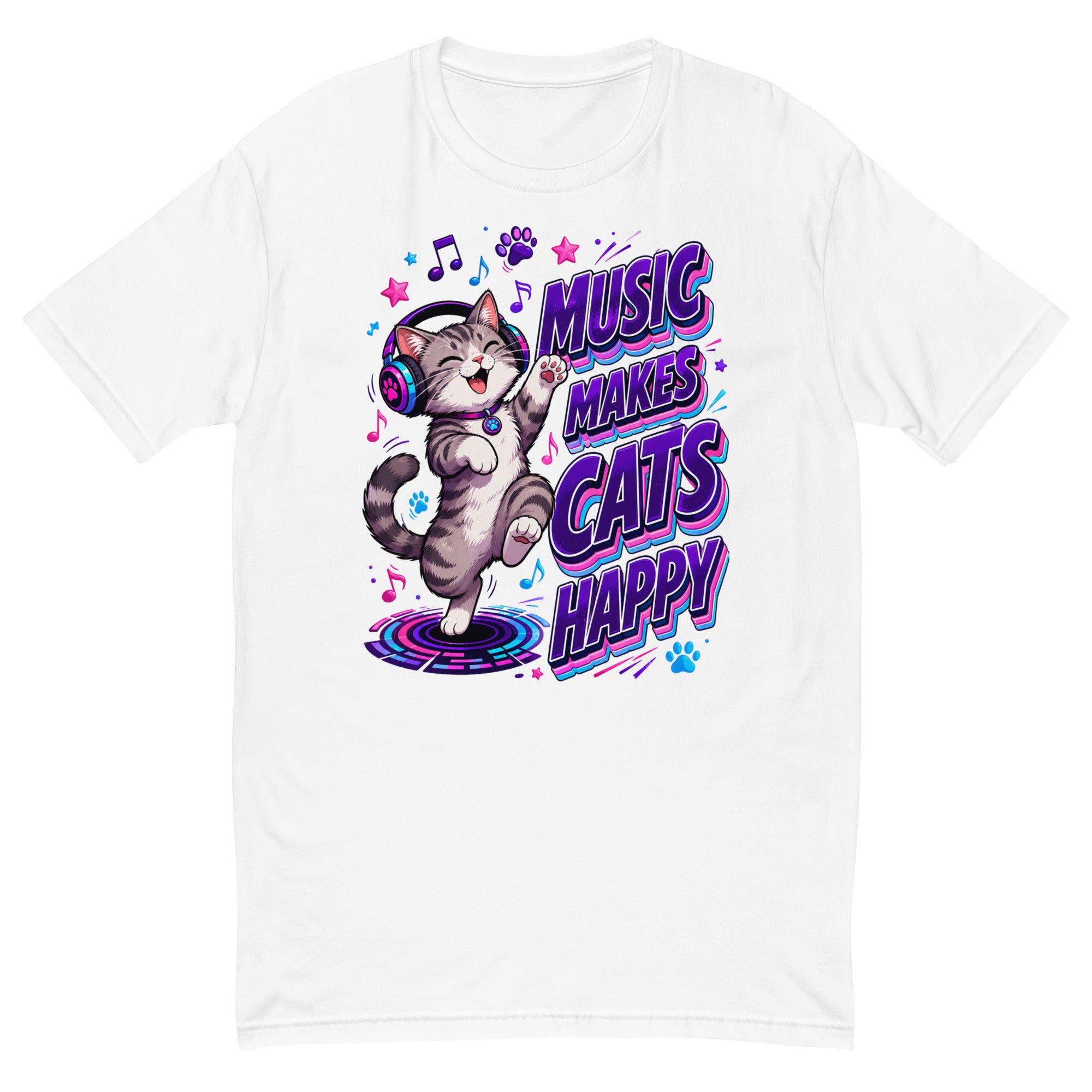 Elite Music Makes Cats Happy - Premium Luxury T-Shirt for Cat Lovers by printfluence.net