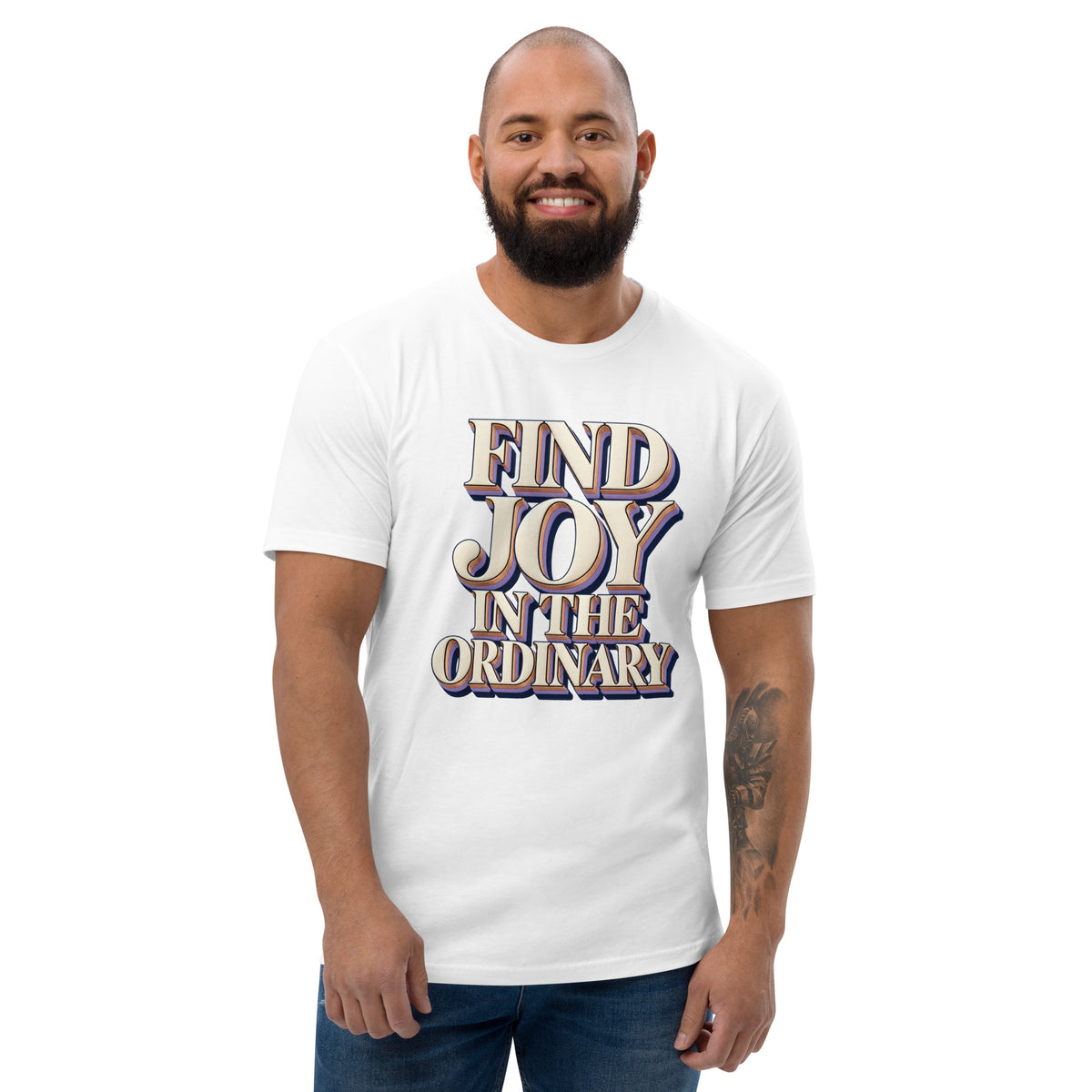 Inspirational Quotes Lovers | Men's Fitted T-Shirt — FIND JOY IN THE ORDINARY by printfluence