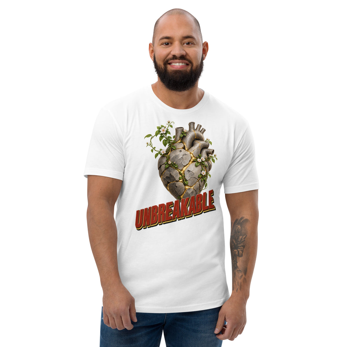 Inspirational Quotes Lovers | Men's Fitted T-Shirt — UNBREAKABLE by printfluence