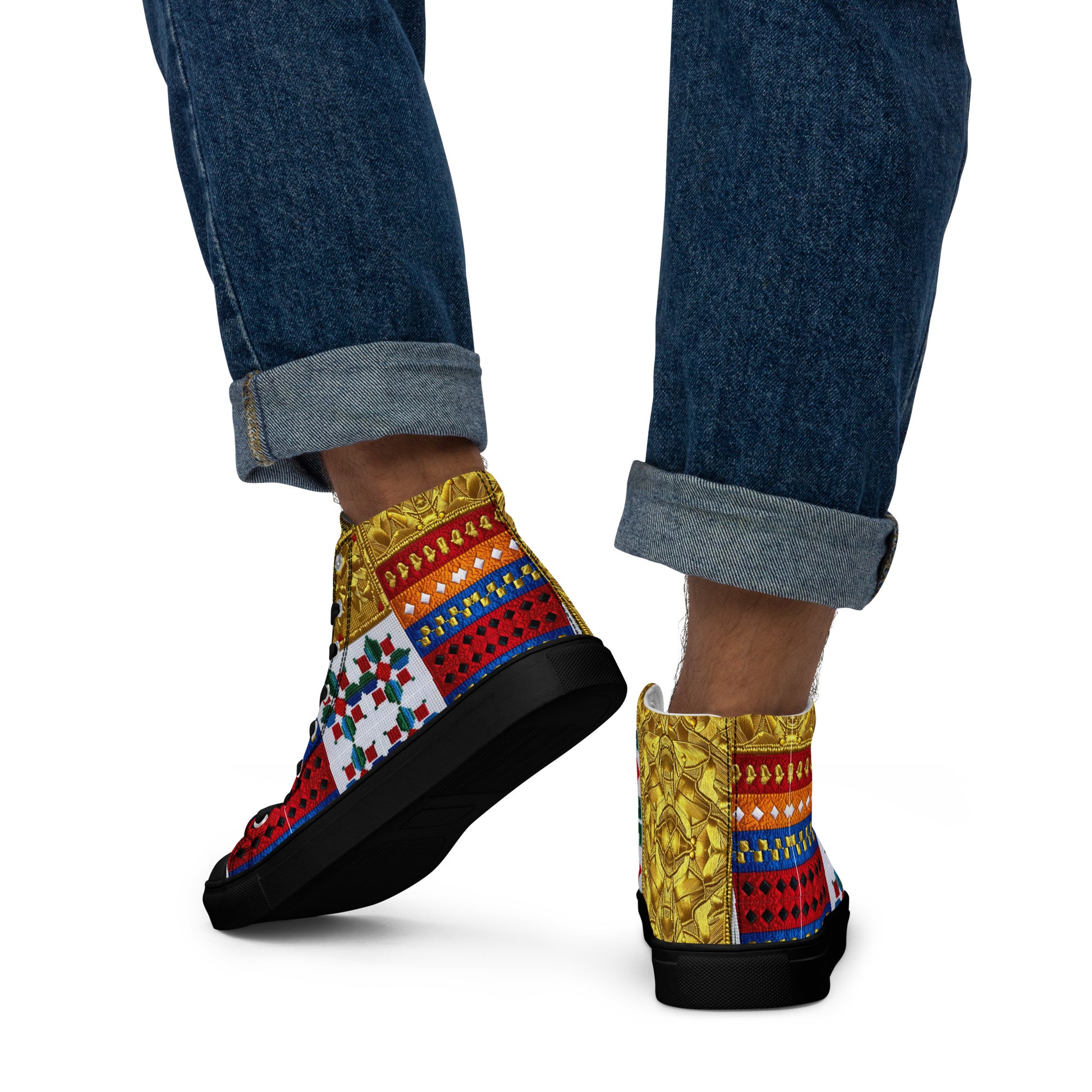 Men’s high top canvas shoes - Royal Mosaic High Tops – Men's Decorative Canvas Sneakers by printfluence.net