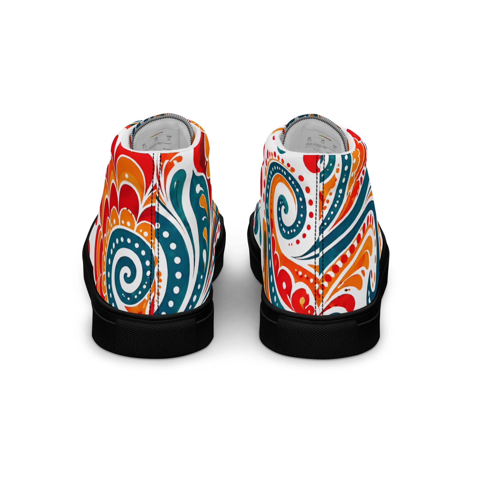 Men’s high top canvas shoes - Heritage Bloom: Men’s High Top Canvas Shoes - Vibrant Floral Paisley Art by printfluence.net
