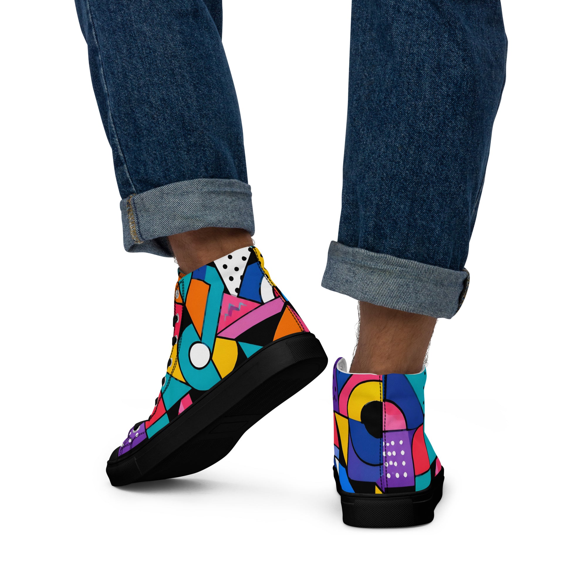 Men’s high top canvas shoes - Chaos Theory: Men’s High Top Canvas Shoes - Bold Abstract Explosion Art by printfluence.net