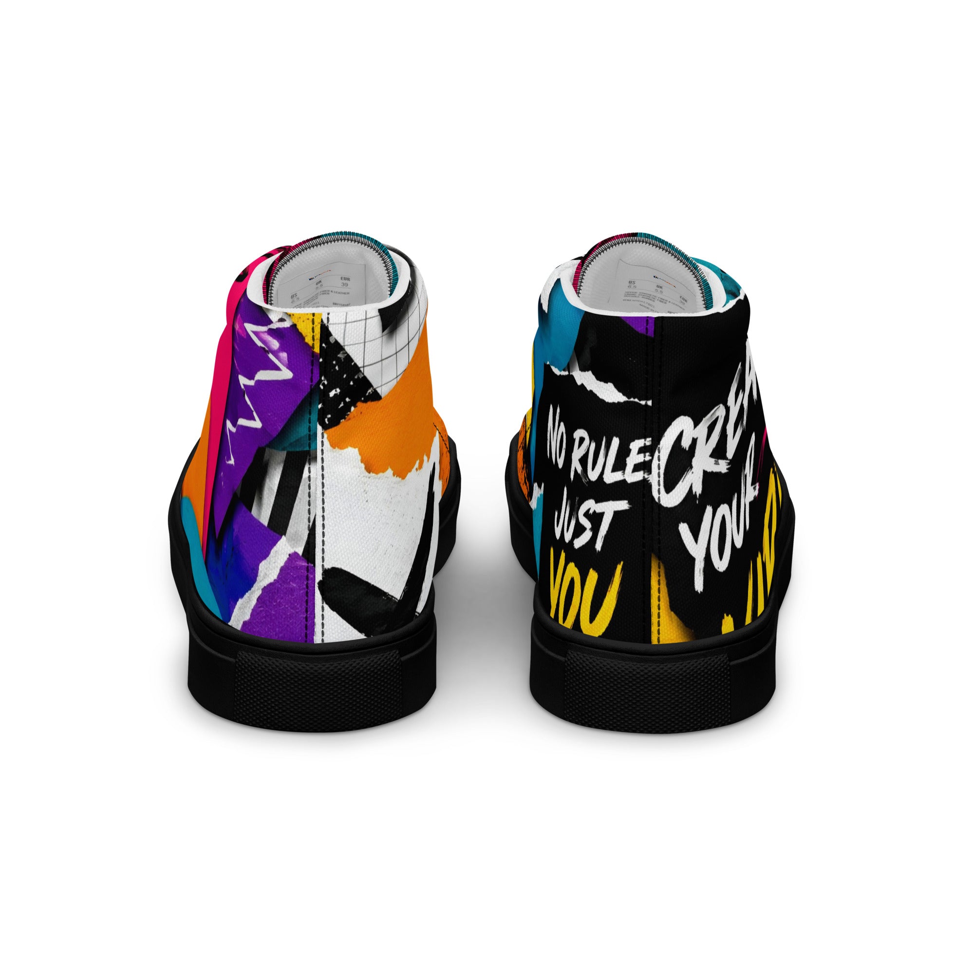 Men’s high top canvas shoes - Elite Create Your Vibe Collage - Premium Urban Graffiti No Rules Design by printfluence.net