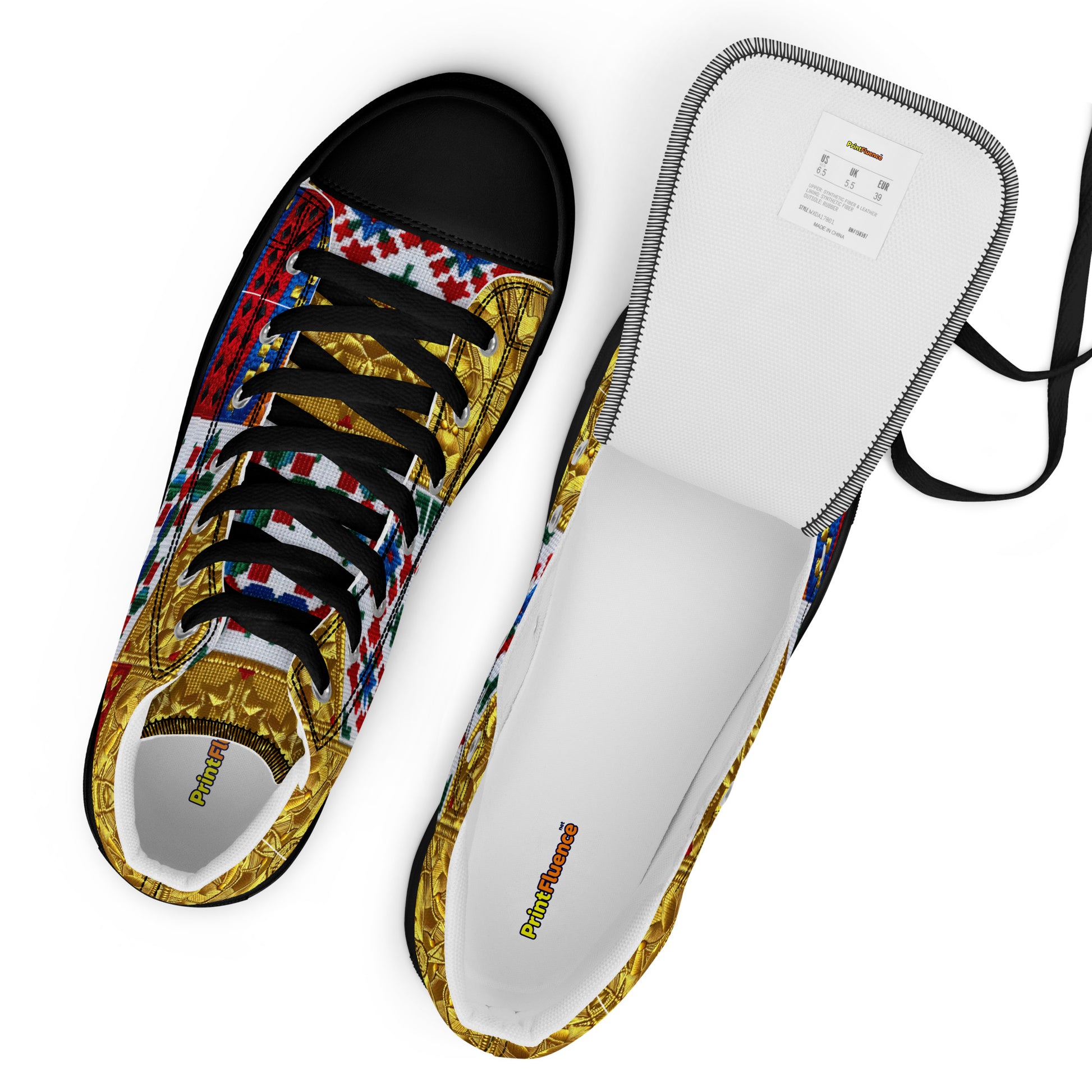 Men’s high top canvas shoes - Royal Mosaic High Tops – Men's Decorative Canvas Sneakers by printfluence.net