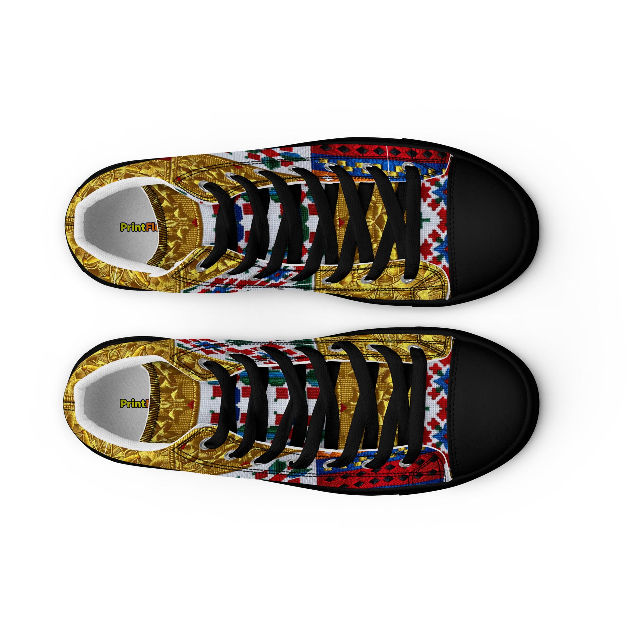 Men’s high top canvas shoes - Royal Mosaic High Tops – Men's Decorative Canvas Sneakers by printfluence.net