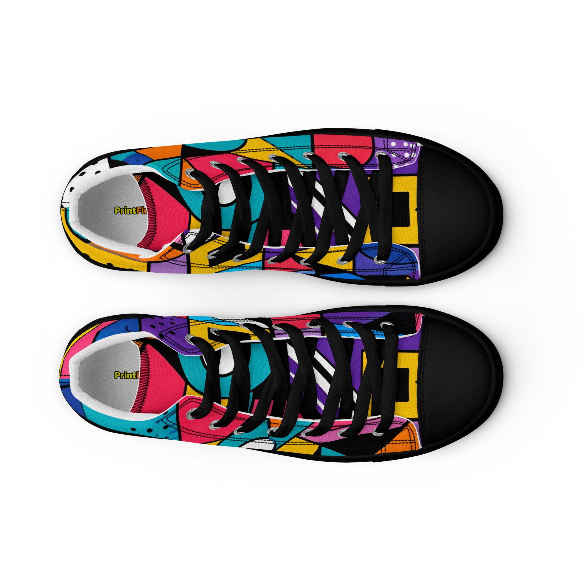 Men’s high top canvas shoes - Chaos Theory: Men’s High Top Canvas Shoes - Bold Abstract Explosion Art by printfluence.net