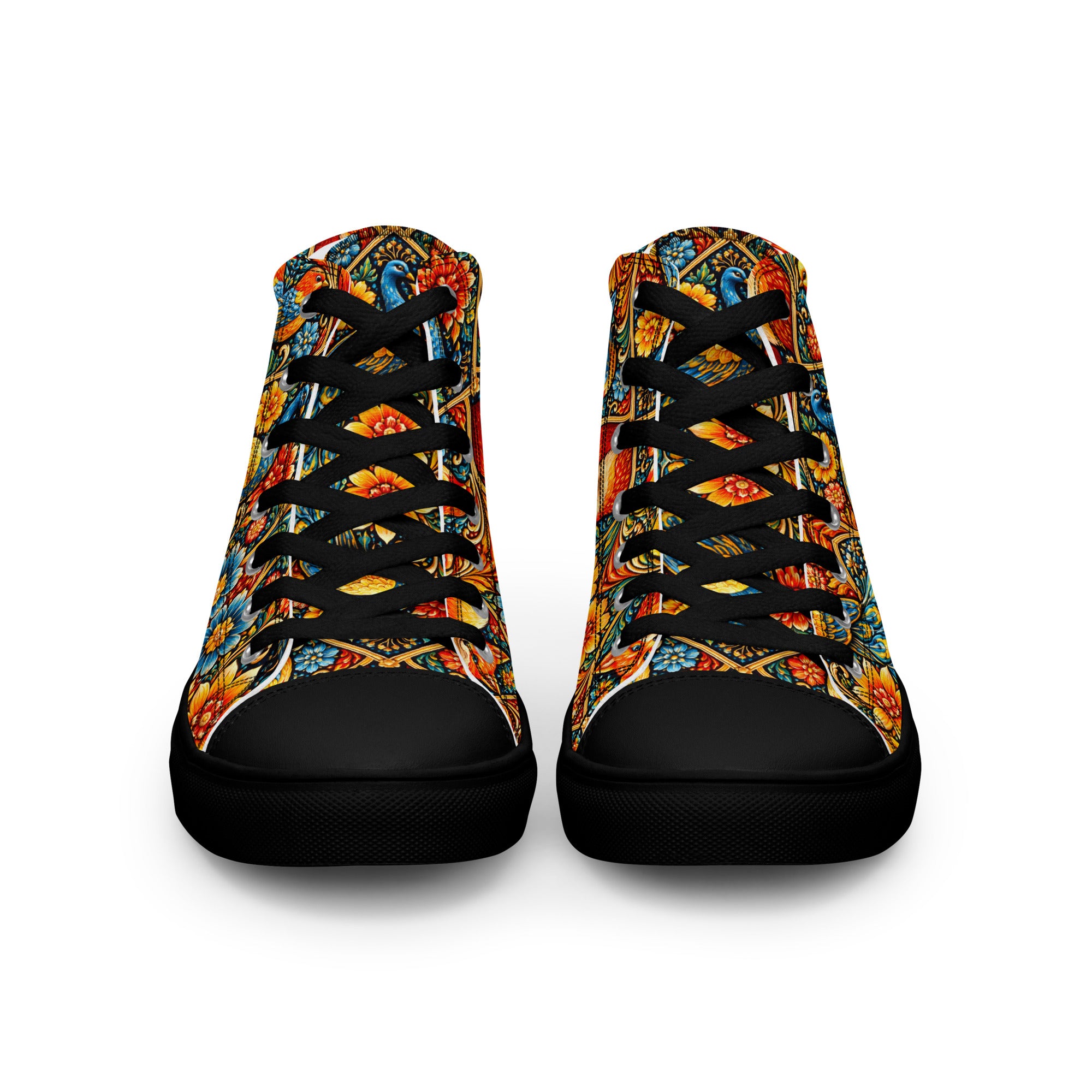 Men’s high top canvas shoes - Art Deco Birds High Top Canvas – Uplifting Morning Colors Men's Shoes by printfluence.net