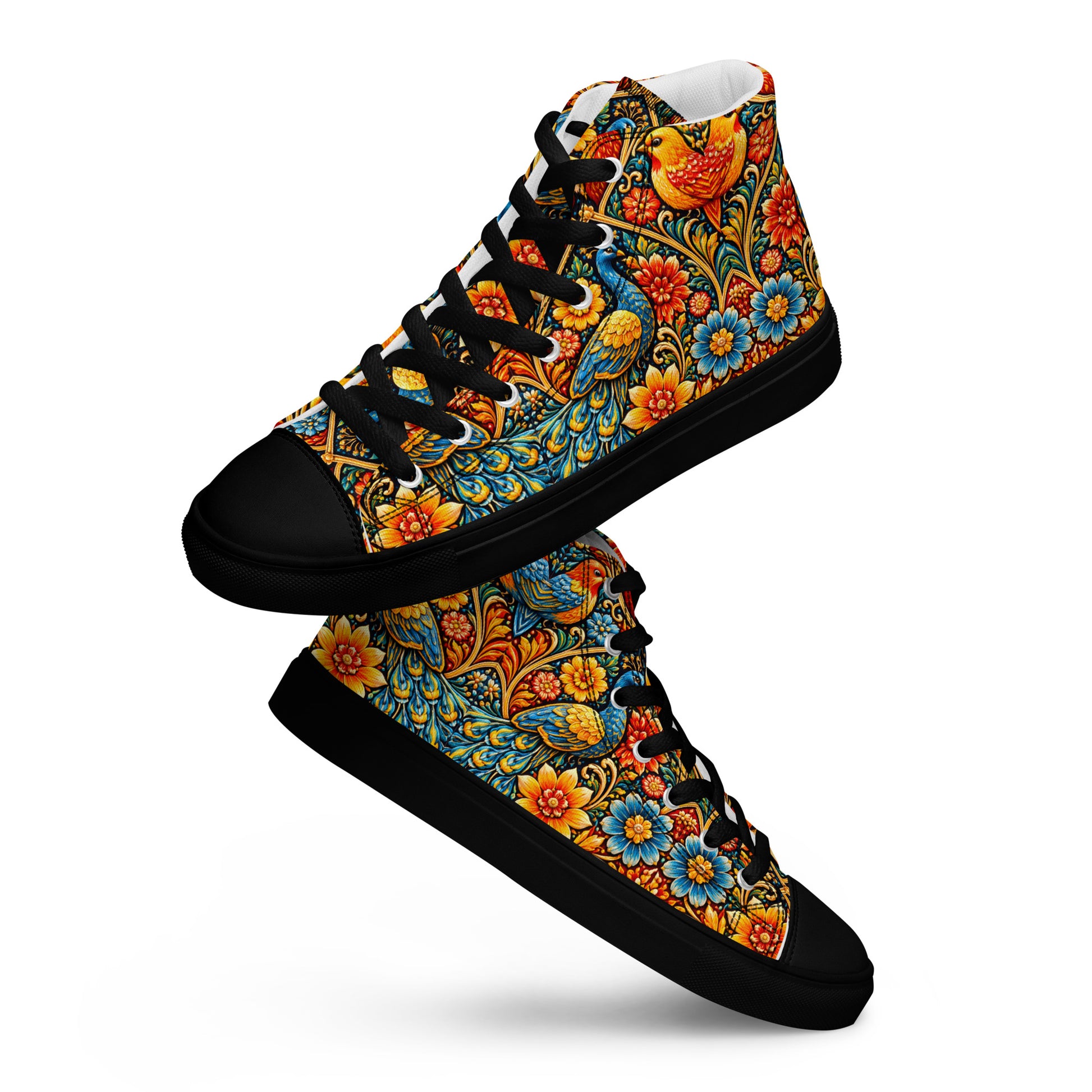 Men’s high top canvas shoes - Art Deco Birds High Top Canvas – Uplifting Morning Colors Men's Shoes by printfluence.net