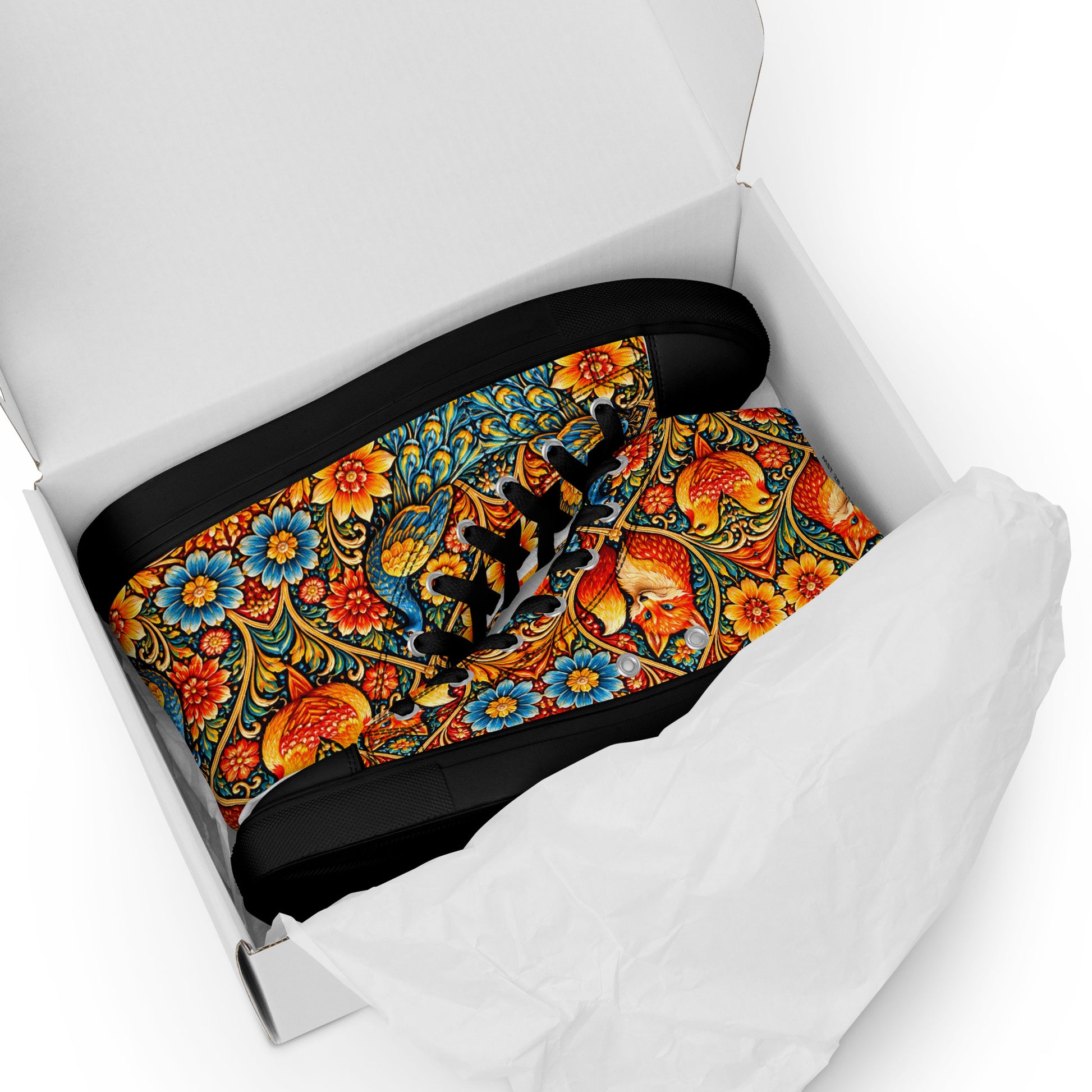 Men’s high top canvas shoes - Art Deco Birds High Top Canvas – Uplifting Morning Colors Men's Shoes by printfluence.net