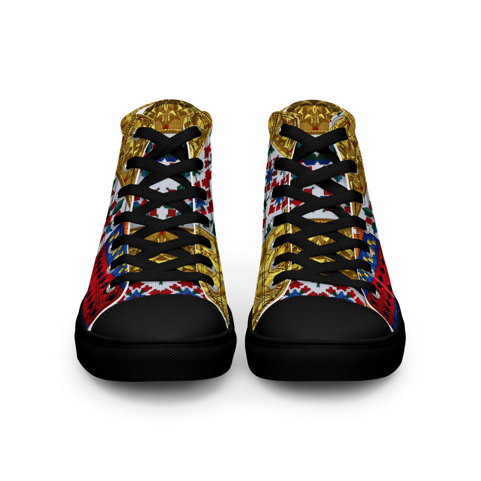 Men’s high top canvas shoes - Royal Mosaic High Tops – Men's Decorative Canvas Sneakers by printfluence.net