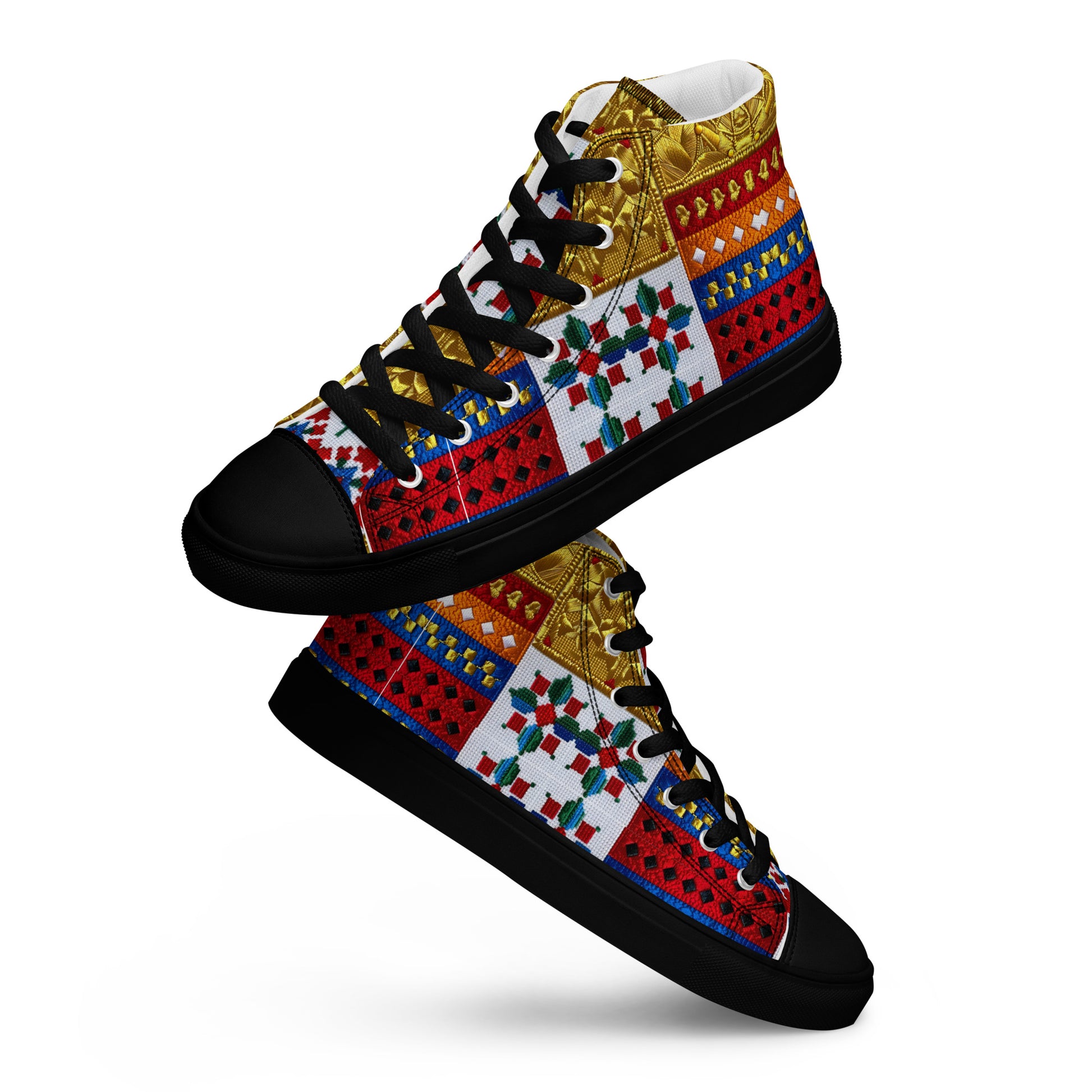 Men’s high top canvas shoes - Royal Mosaic High Tops – Men's Decorative Canvas Sneakers by printfluence.net