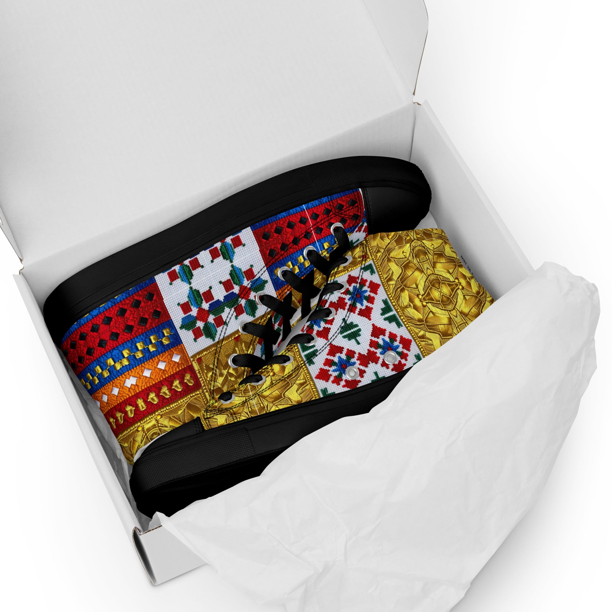 Men’s high top canvas shoes - Royal Mosaic High Tops – Men's Decorative Canvas Sneakers by printfluence.net