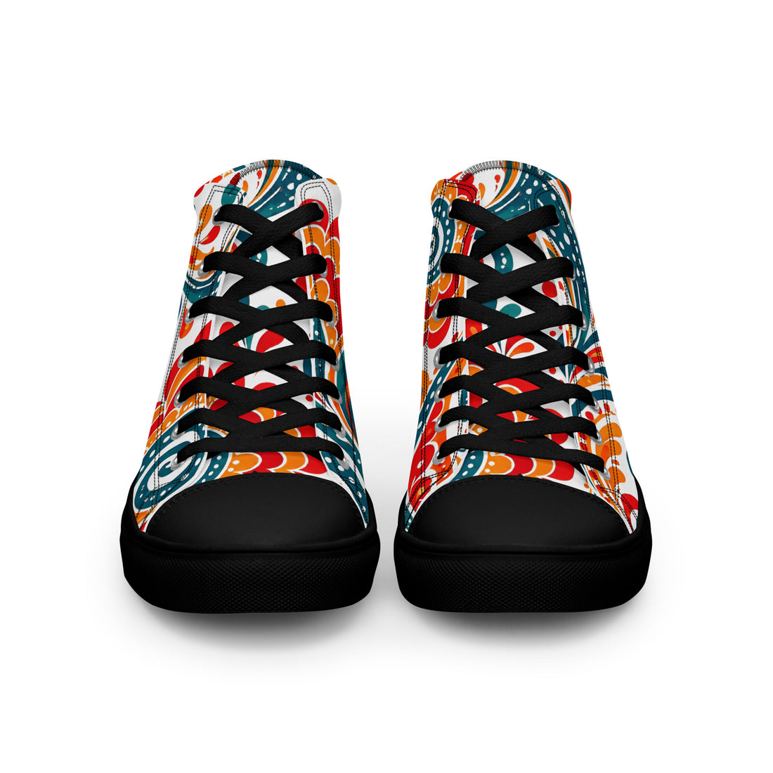 Men’s high top canvas shoes - Heritage Bloom: Men’s High Top Canvas Shoes - Vibrant Floral Paisley Art by printfluence.net