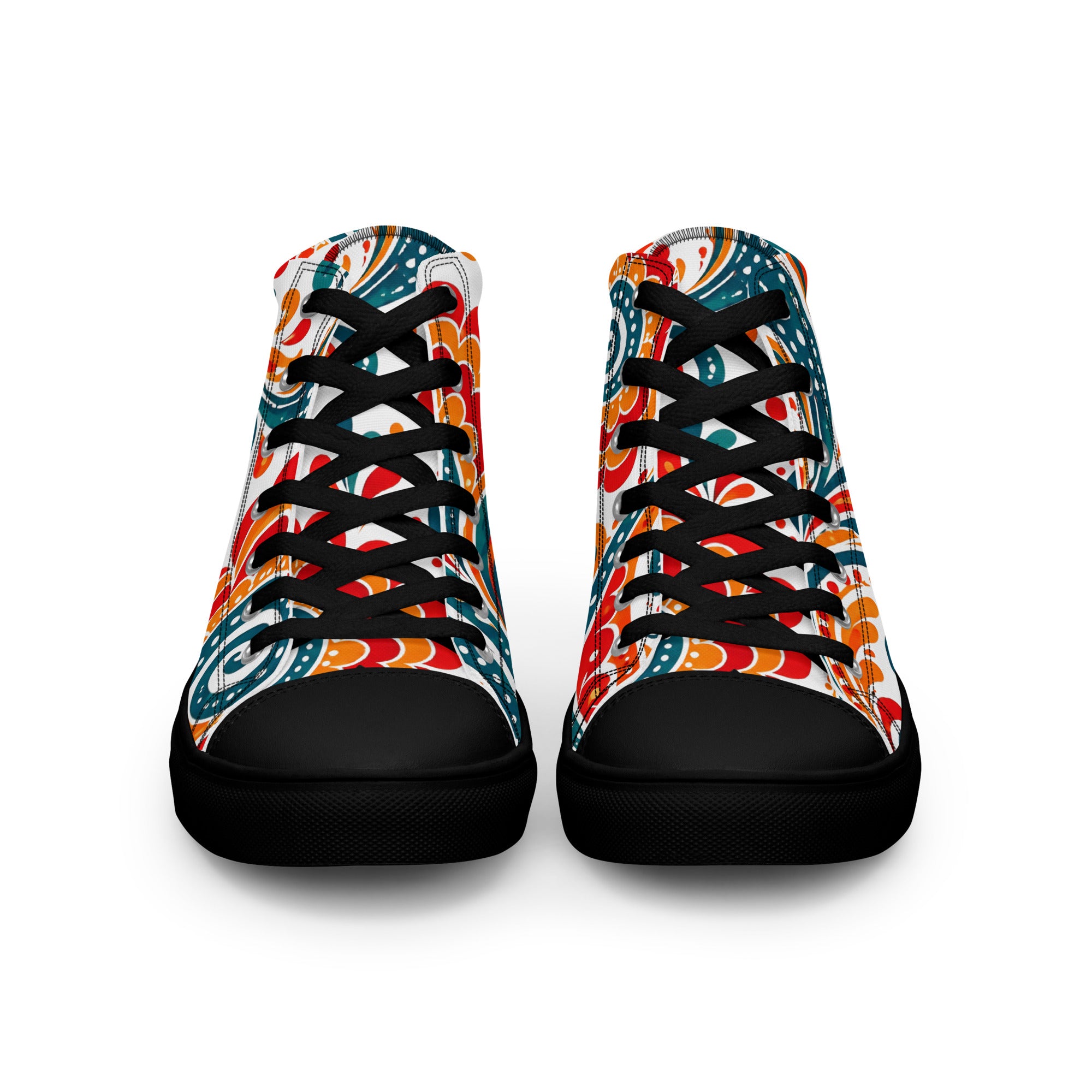 Men’s high top canvas shoes - Heritage Bloom: Men’s High Top Canvas Shoes - Vibrant Floral Paisley Art by printfluence.net